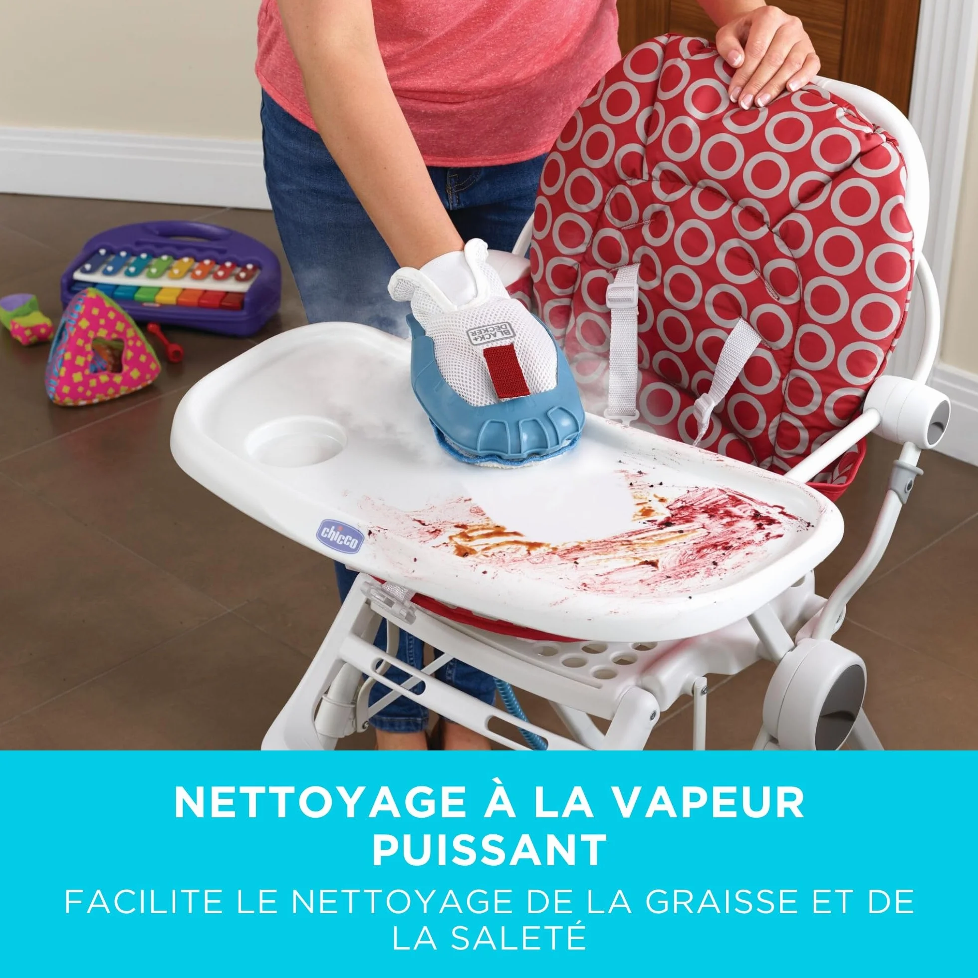 BLACK+DECKER Vadrouille à vapeur 2-en-1 SteaMitt 11 accessoires BHSM166DSM-QS