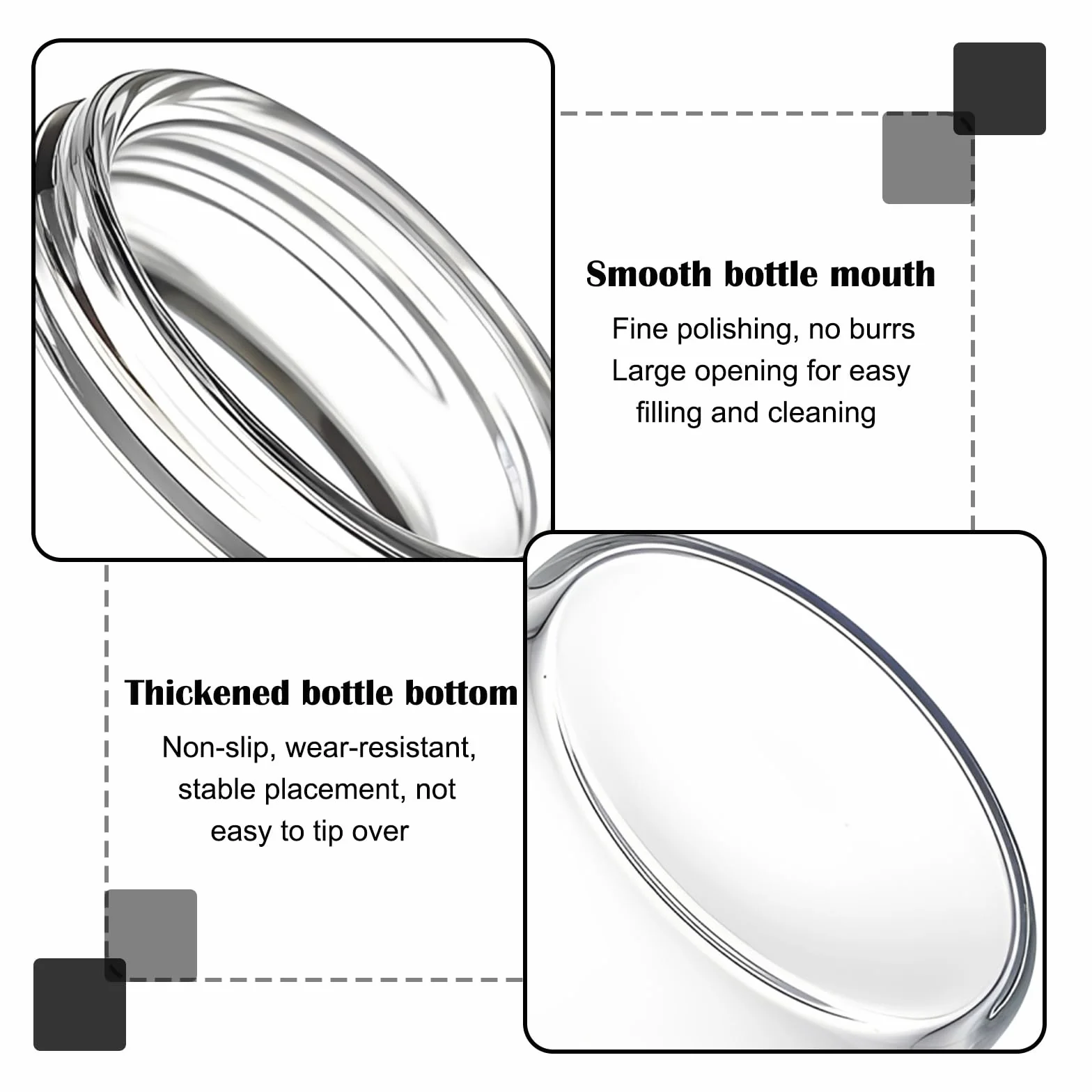 Lot de 4 pots à épices 200 ml en verre borosilicate avec couvercle rotatif acier inoxydable 304 pour cuisine