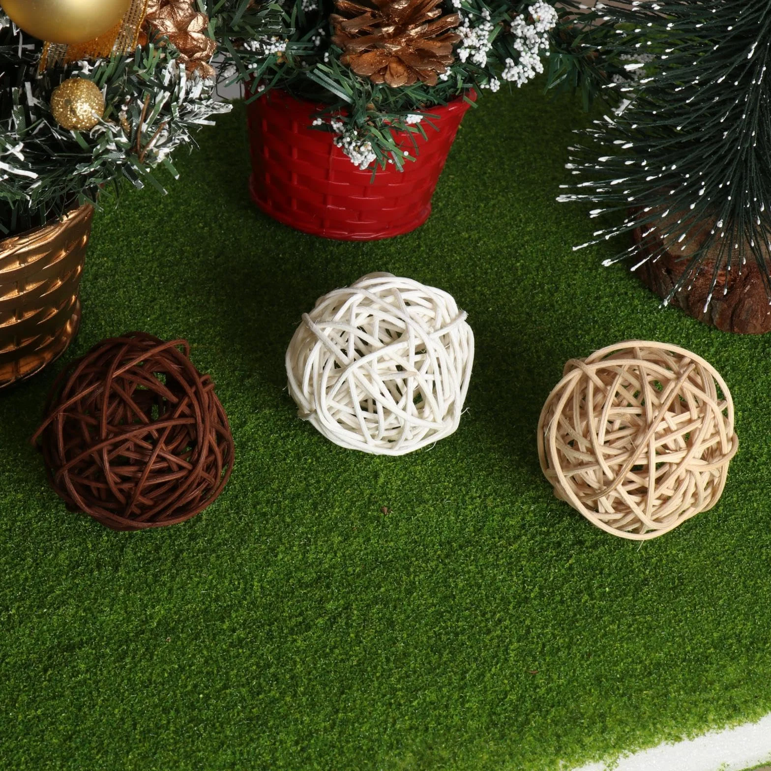 Boules décoratives en rotin, 10 pièces, décoration de la Maison, 12 cm