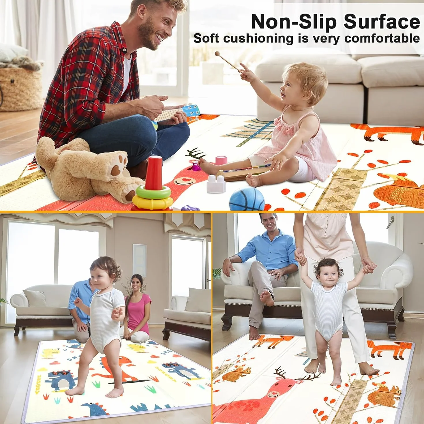 Tapis de Jeux Bebe Pliable 120x120CM XPE Antidérapant Imperméable Reversible