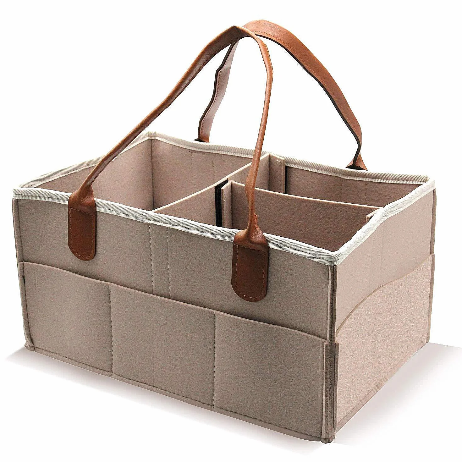 Panier à couches pour bébé portable grand sac de rangement avec compartiments interchangeables beige