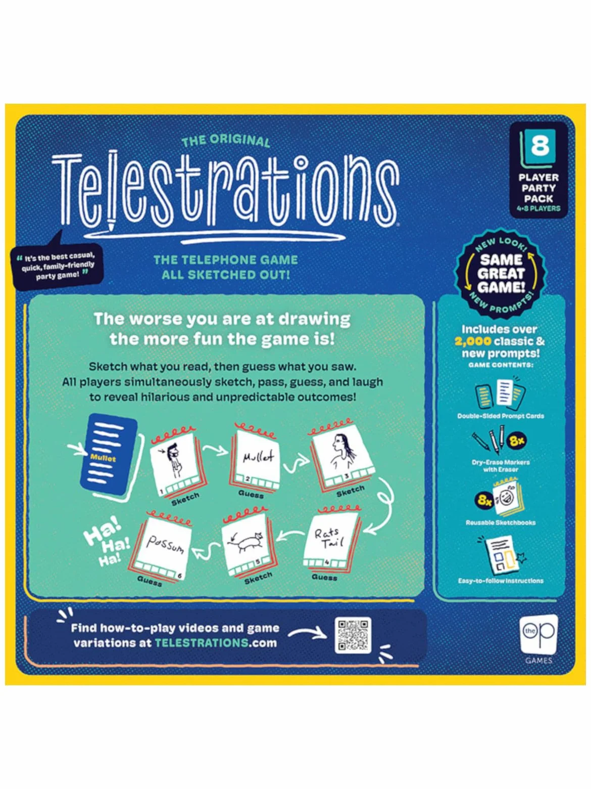 USAopoly Telestrations Refresh Jeu de fête de Famille à partir de 10 Ans 4 à 8 Joueurs 30 Minutes de Temps de Jeu ou Plus