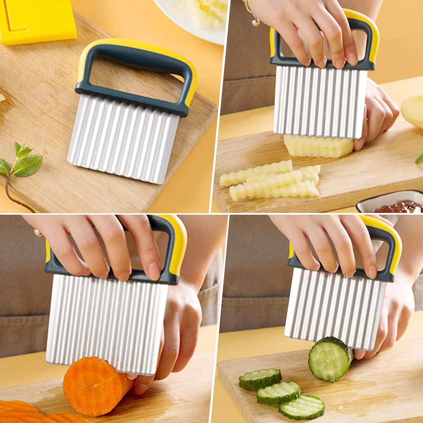 Coupe Crinkle Acier Inoxydable, Coupe Puces pour Frites et Légumes
