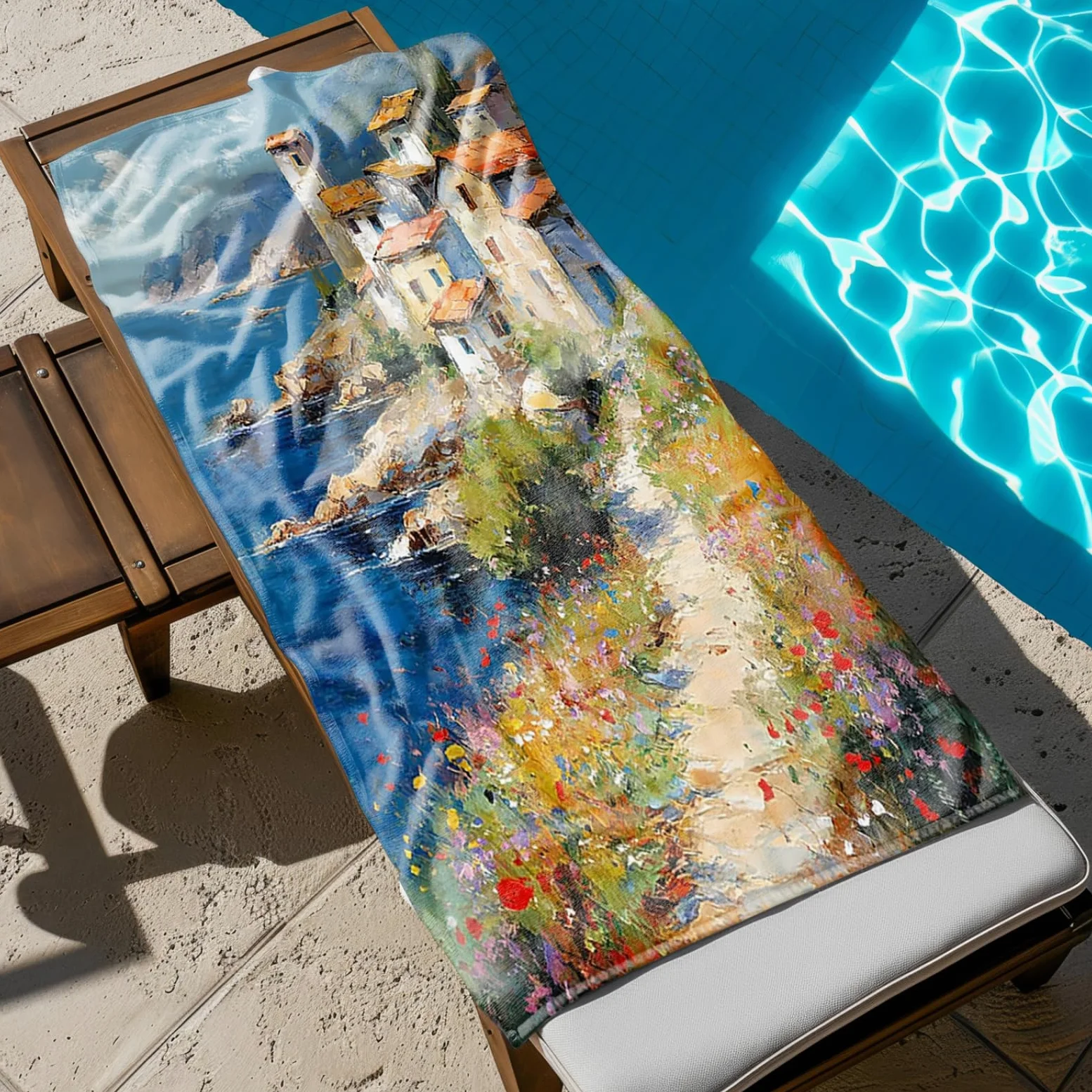 Tapis de Plage XXL Anti Sable Fleurs en Bord De Mer Serviette Piscine Adulte,Natte De Plage Pliable, Voyage Accessoires De Plage Camping,Serviette de Bain Personnalisée