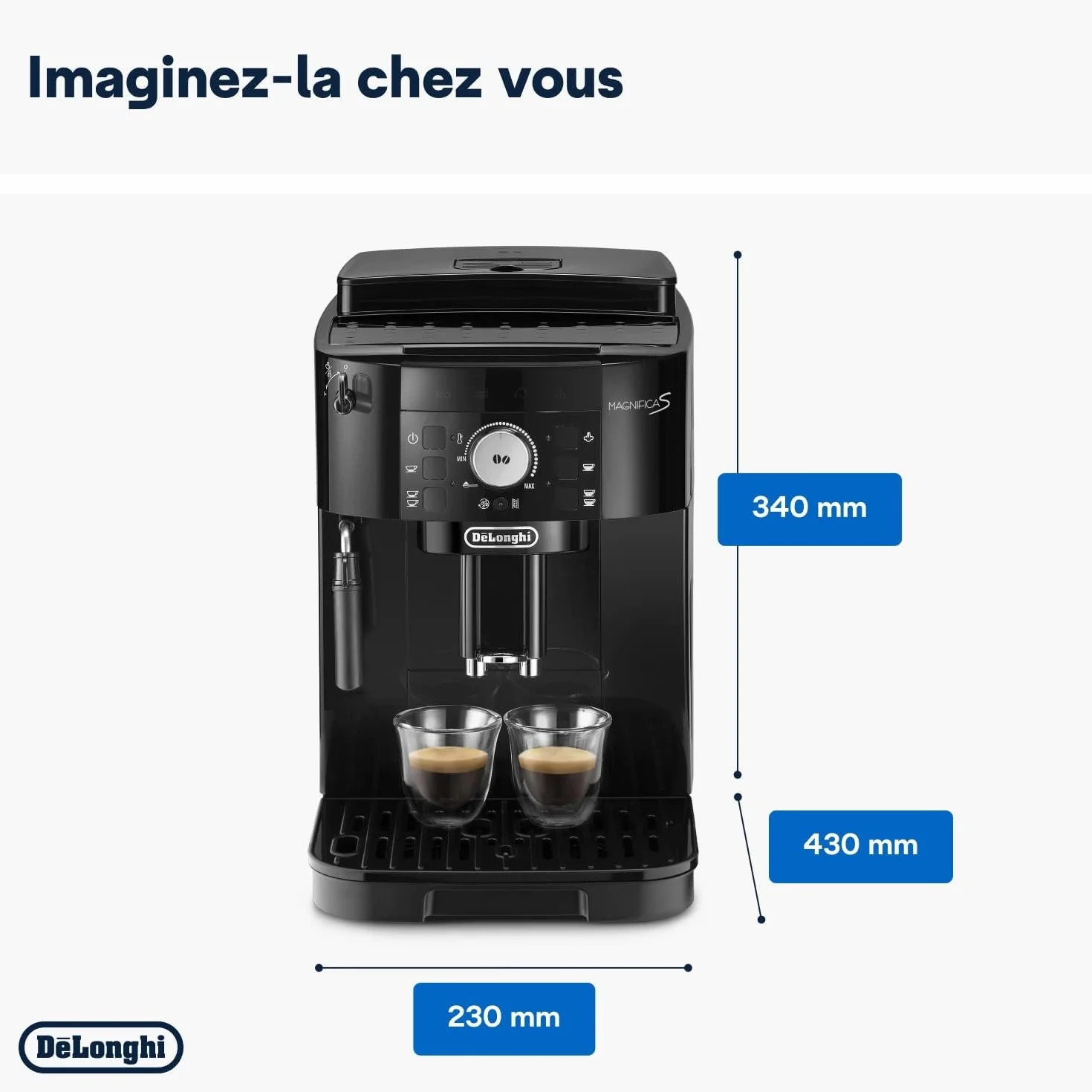 De’Longhi Magnifica S Machine à Café Automatique avec Mousseur à Lait Manuel, Noir ECAM11.112.B