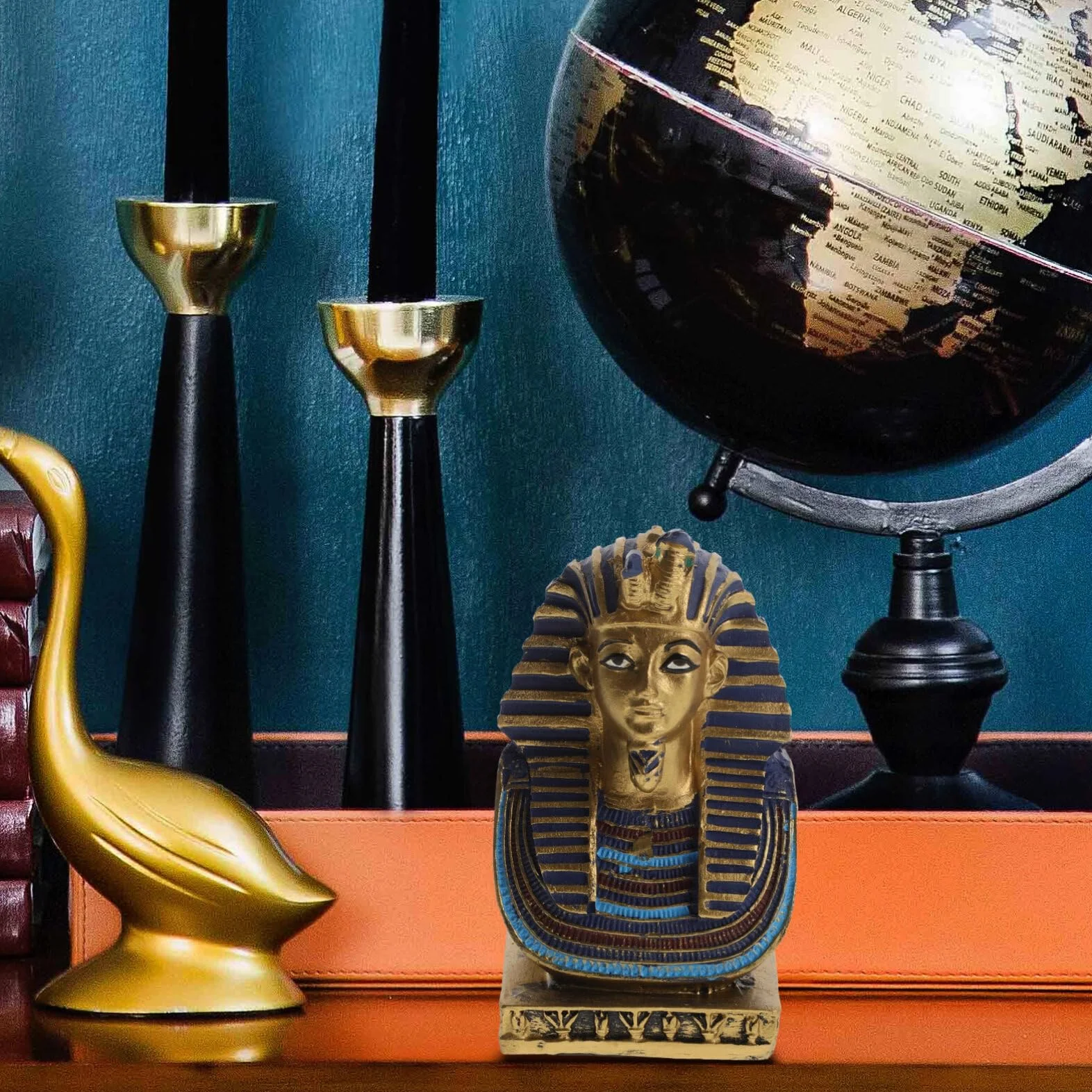 CLISPEED Statue de Pharaon Égyptien en Résine Décorative Figurine Buste Ancien Roi