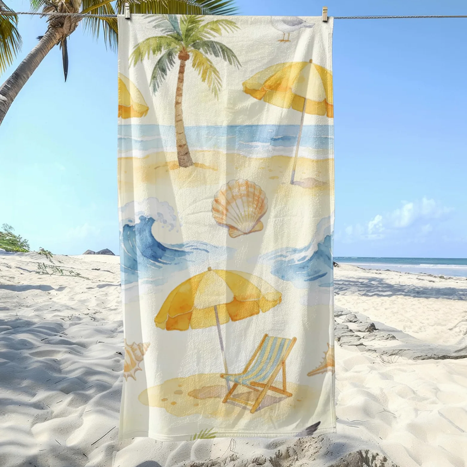 Tapis de Plage XXL Anti Sable Parapluie Jaune Serviette Piscine Adulte,Natte De Plage Pliable, Voyage Accessoires De Plage Camping,Serviette de Bain Personnalisée