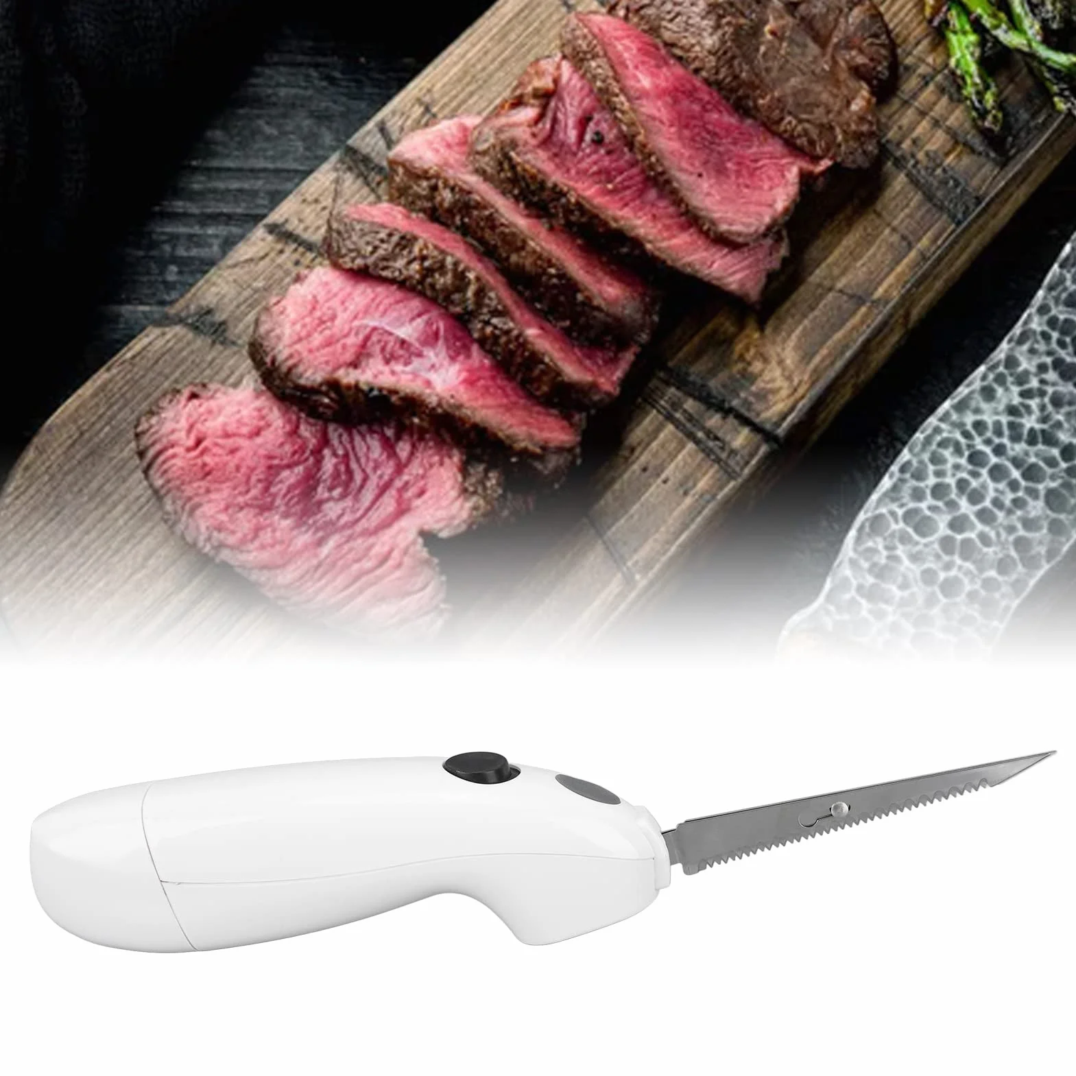 Couteau à Filet électrique sans Fil, Portable pour Découper Steck, Porc, Poulet, Pain, Lames Acier Amovibles