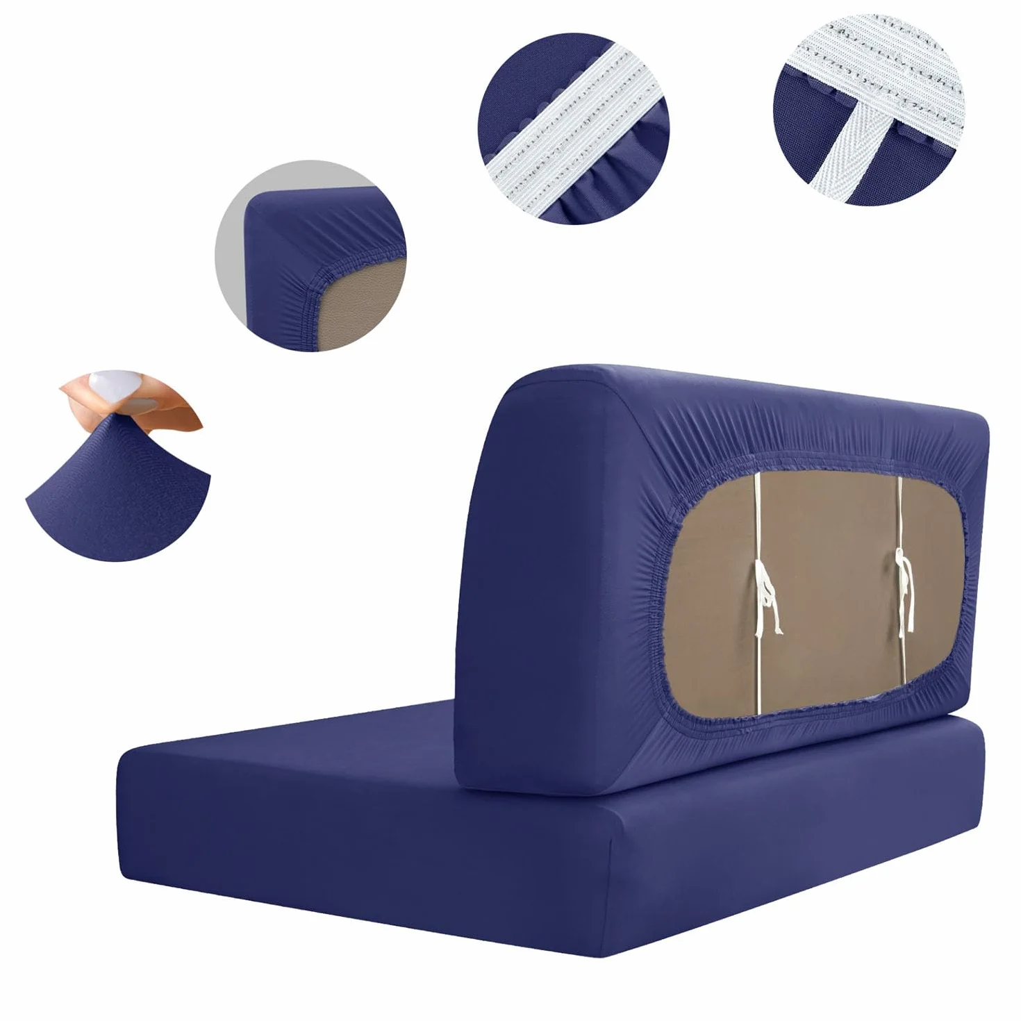 Housses De Coussin De Dinette De RV Imperméables Ensemble Cabine Siège Banc Bleu Marine 4 Pièces