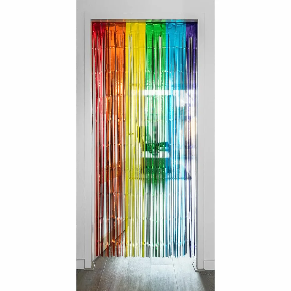 Boland Rideau de film plastique arc-en-ciel 200 x 100 cm décoration de fête carnaval anniversaire
