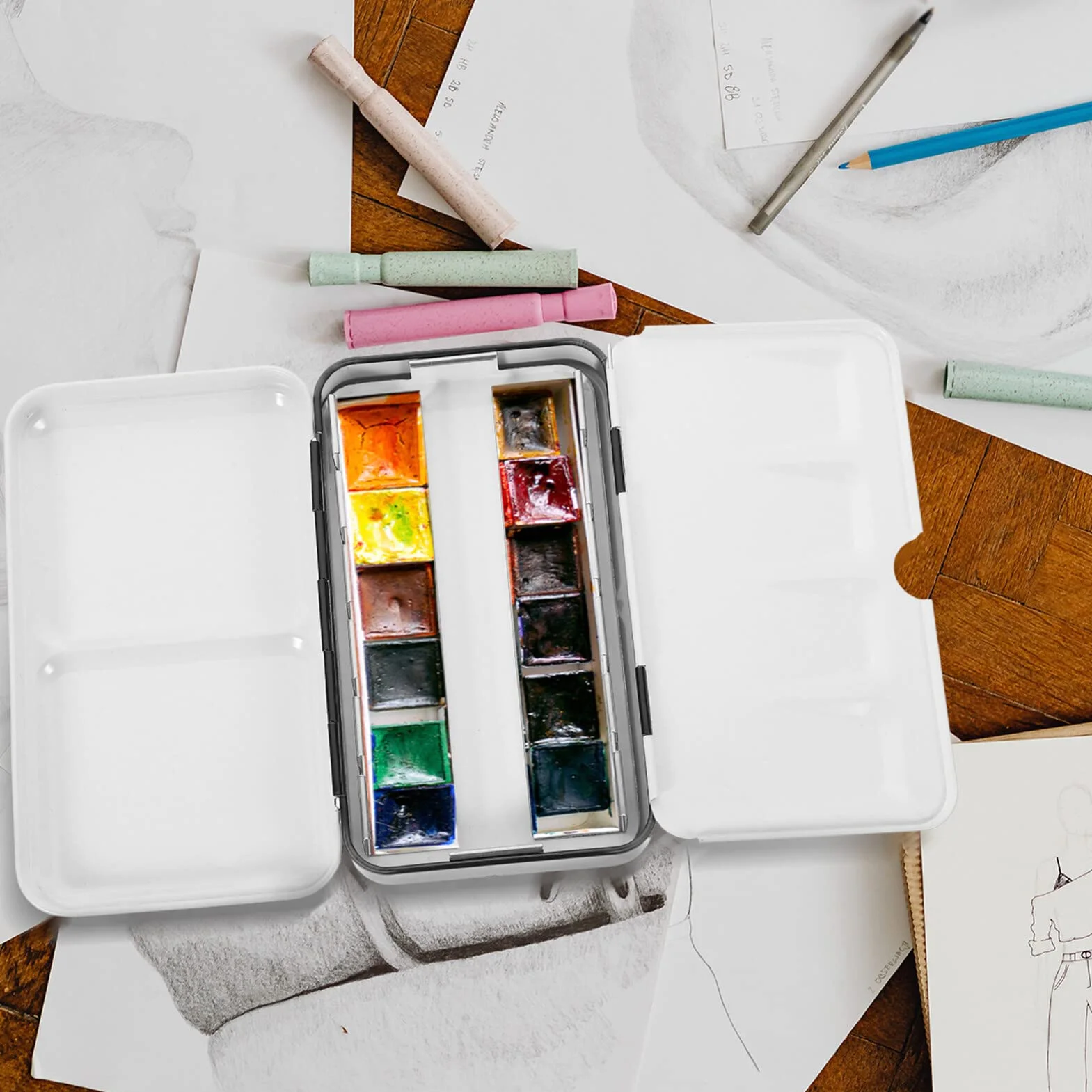 SUPVOX Boîte Vide Aquarelle Métallique Compacte 12 Demi-Godets Palette