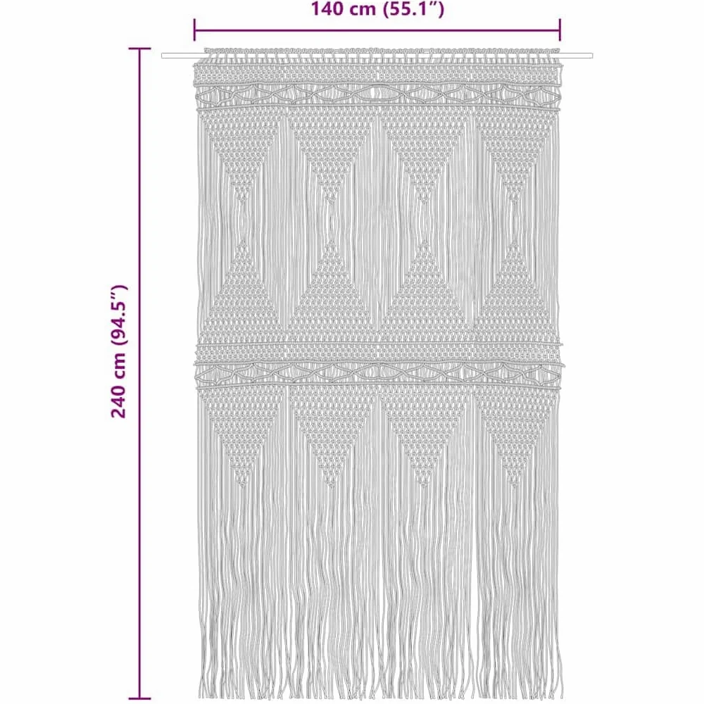 Rideau en macramé 140x240 cm Coton Salon | Thermique Isolant Lumiere et Anti Chaleur Rideau Fenêtre pour Chambre et Intérieur