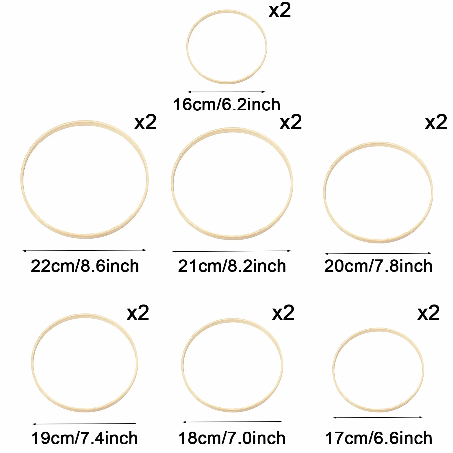 Anneaux en Bambou 14 pièces 16-22 cm pour Couronne de Mariage et Artisanat Mural