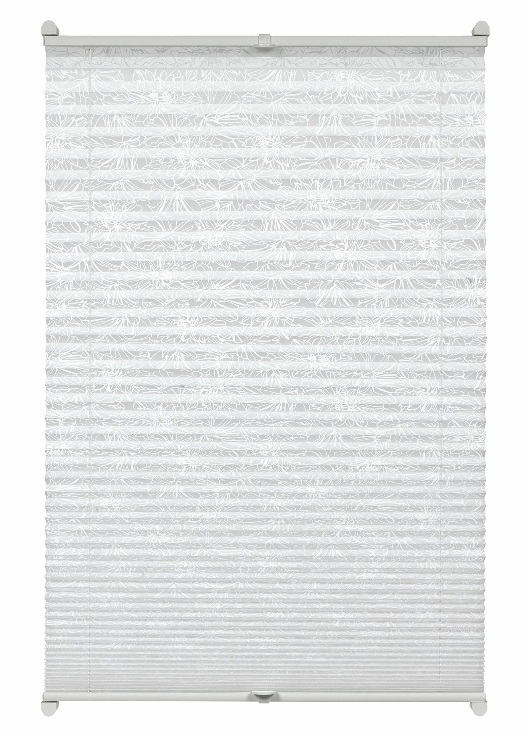 Gardinia Store Plissé à Clipser, Opaque, Kit de Montage Inclus, Store Plissé à 2 Rails EASYFIX, Motif Fleuri, Blanc, 50 x 130 cm (LxH)