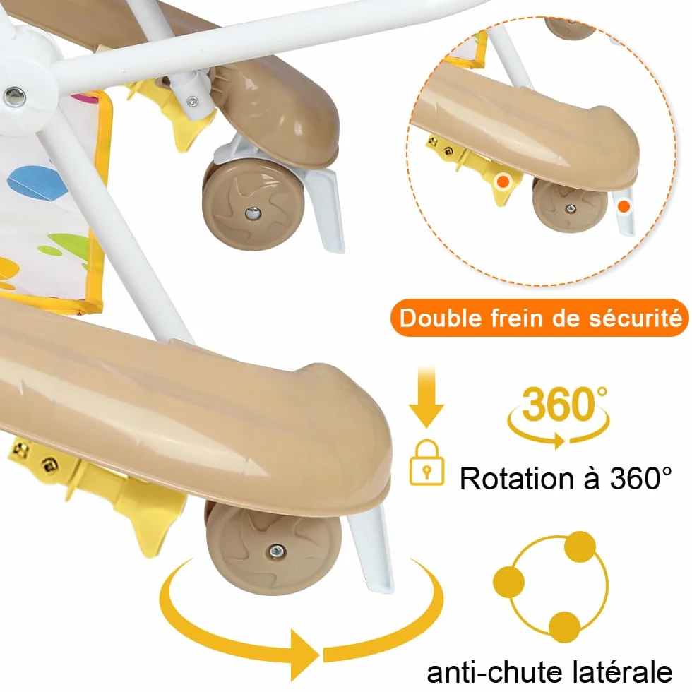 Trotteur Bébé Compact Chats de l’Espace avec Siège à Rebond, Lumières, Musique, Jouets Interactifs, jusqu'à 20 kg, 6 Mois+