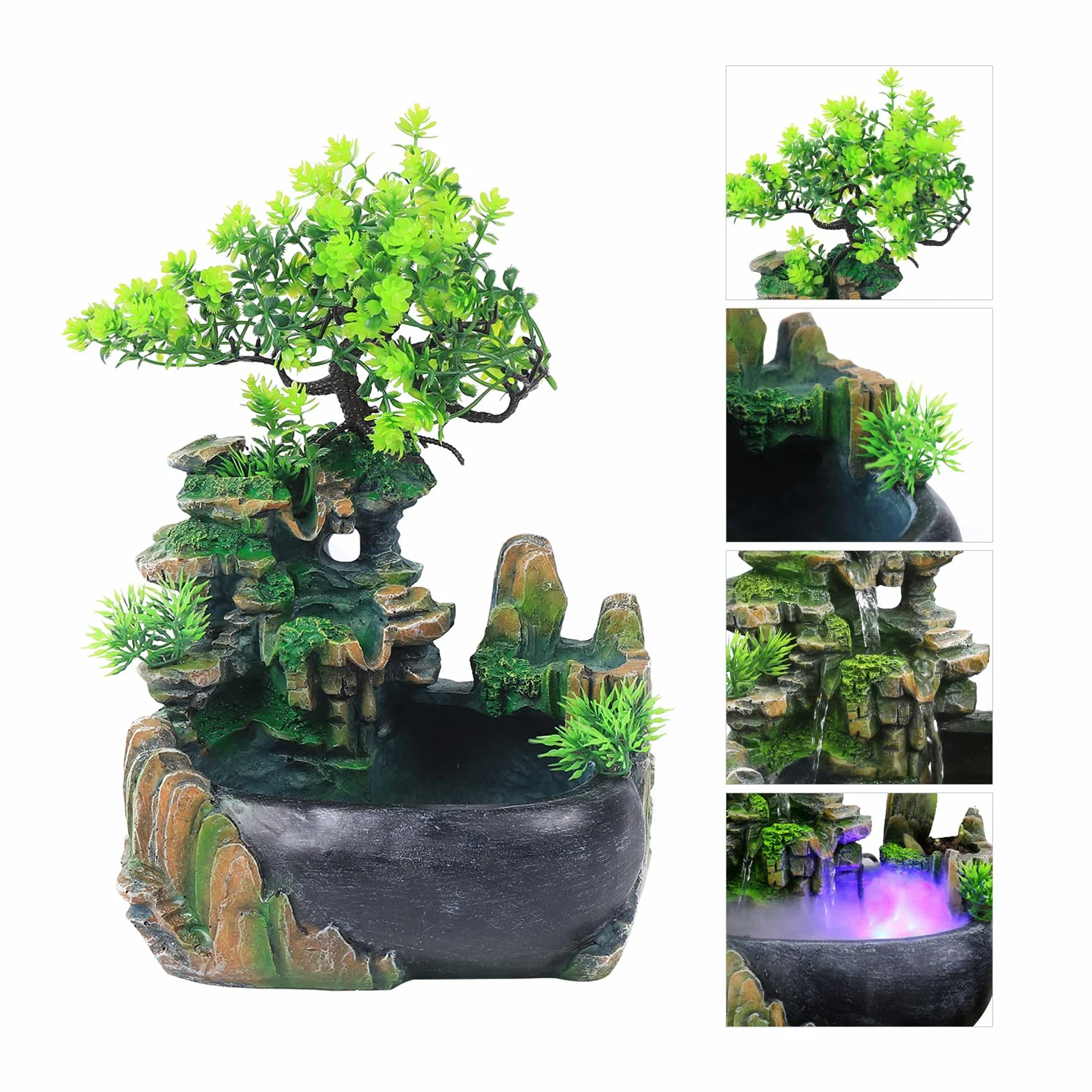 Fontaine de table LED avec éclairage intérieur cascade changement couleur salon