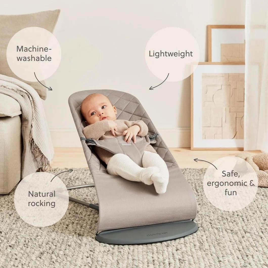 BabyBjörn Transat Bliss Tissé Matelassage classique Gris sable
