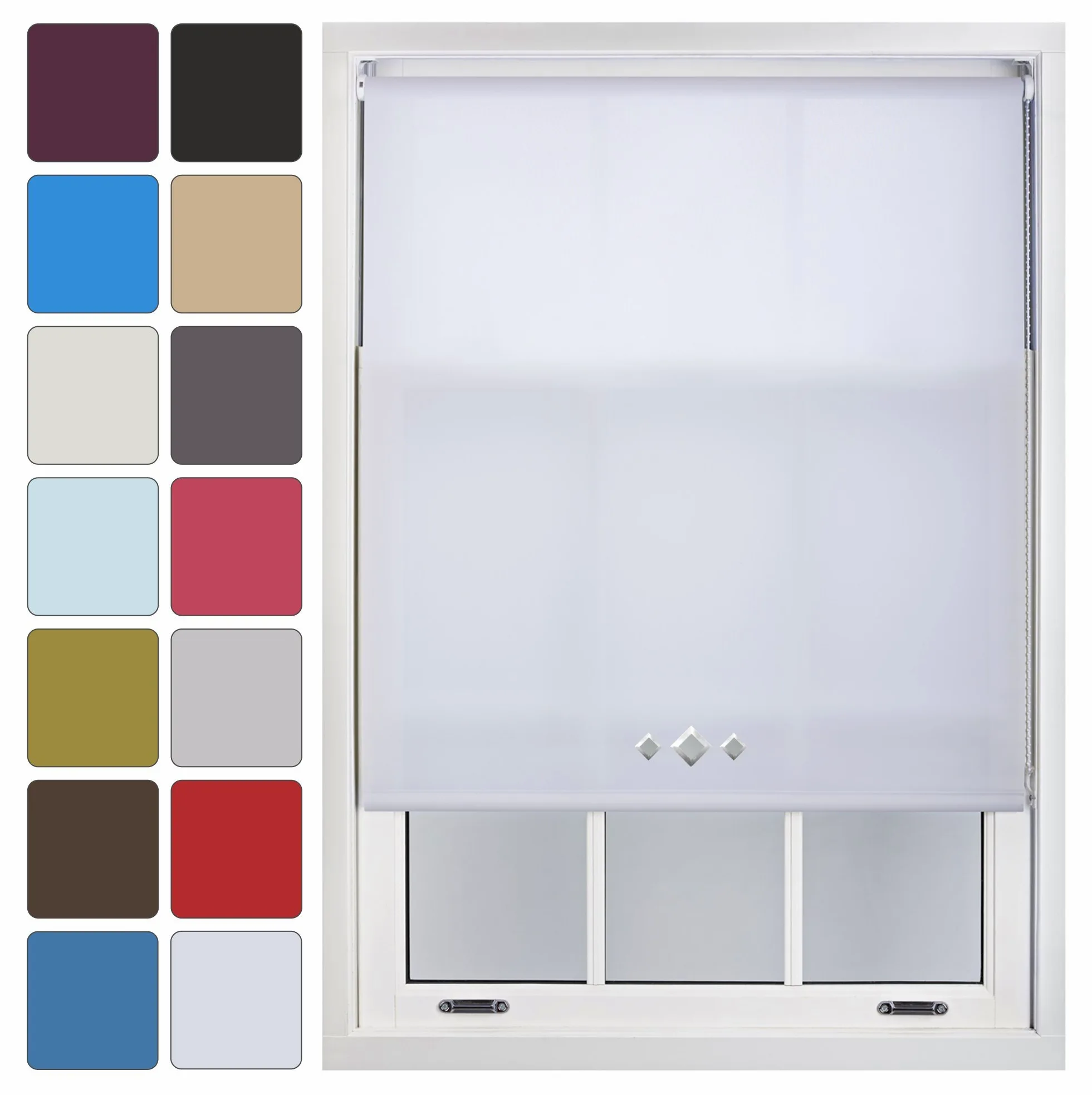 Furnished Stores enrouleurs sur Mesure avec œillets Triple Diamant, Blanc, 150cm x 210cm