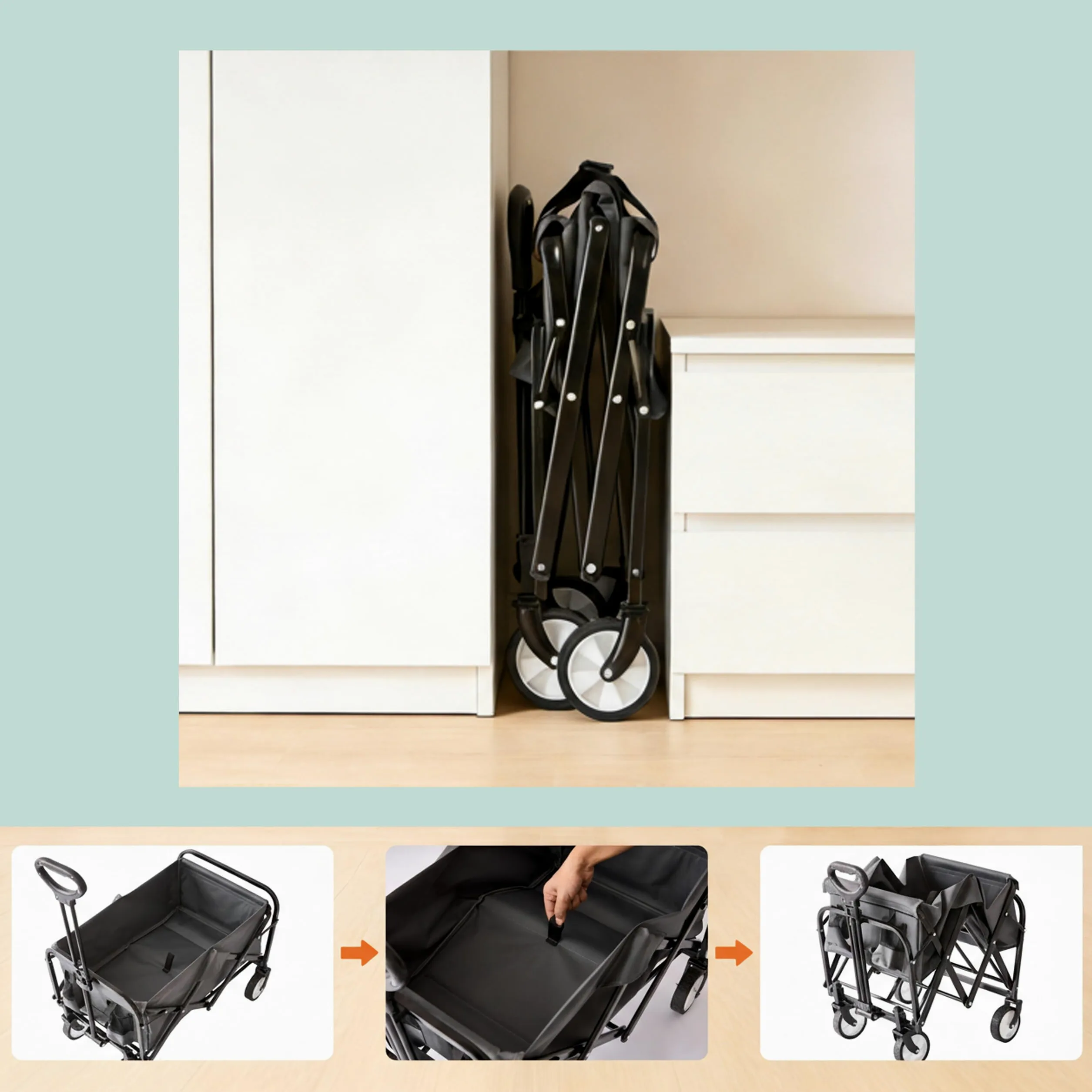 Relaxdays Chariot Pliant 100 kg, poignée télescopique, Tissu Oxford, pour Courses, Camping & Plage, Gris 89x50x72 cm