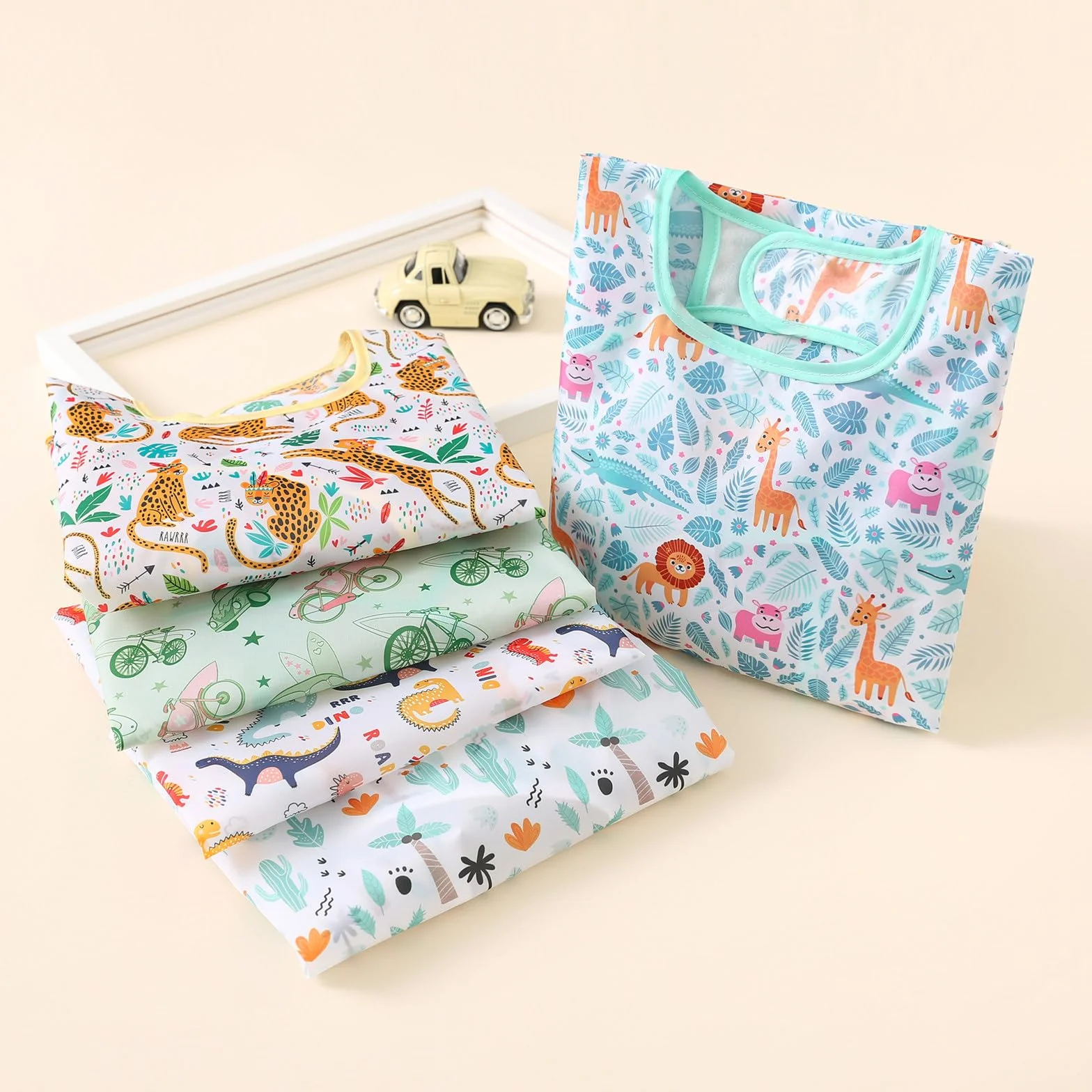 Bavoirs Manches Longues Lot de 5 Imperméable Bébé Enfant 5-30 Mois