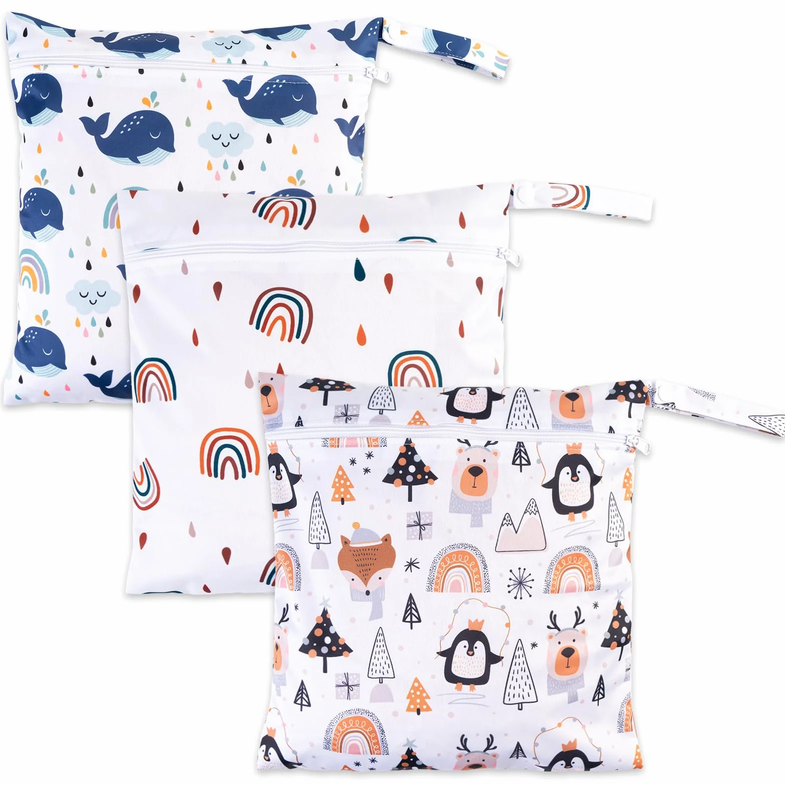 CIMOYBAI Sac à Couches Lavables 3 pièces Wetbag Réutilisable Piscine Voyage