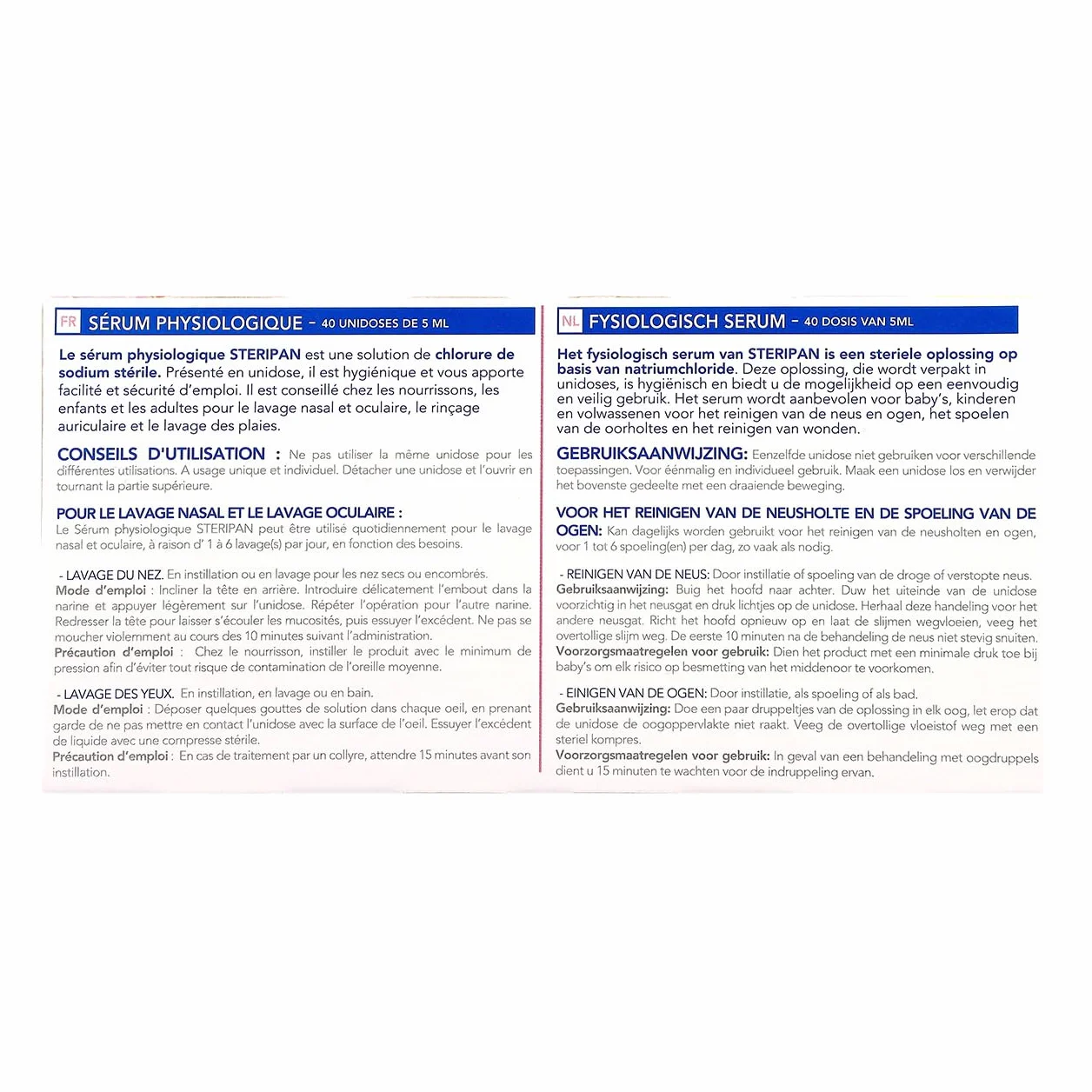 Sérum Physiologique Stérile Unidose 40 x 5 ml Lot de 3 Lavage Nasal Oculaire Auriculaire Nourrissons
