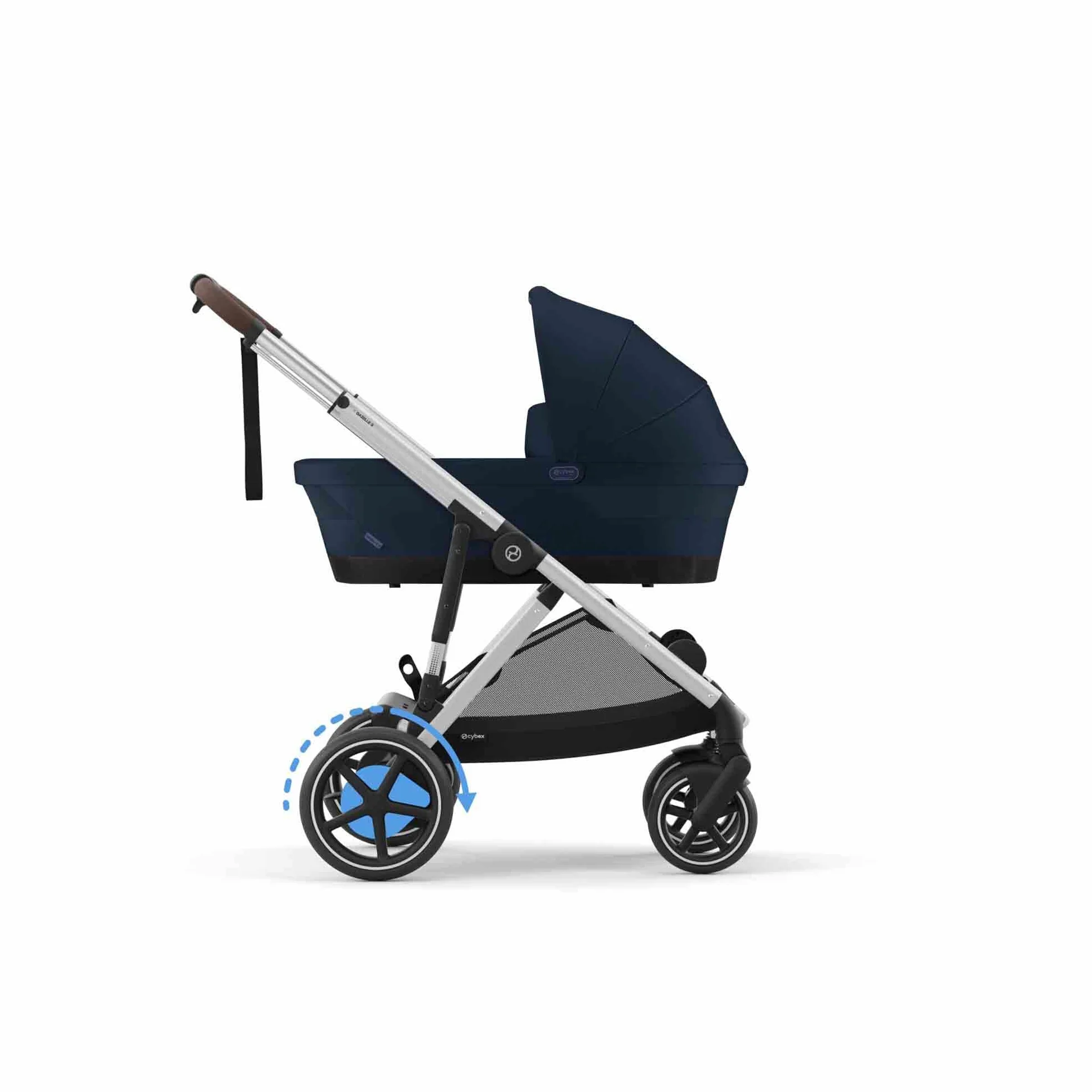 CYBEX Poussette Gold e-GAZELLE S, de la naissance à 4 ans, max 22 kg, système tout-en-1 avec propulsion électrique, bleu océan