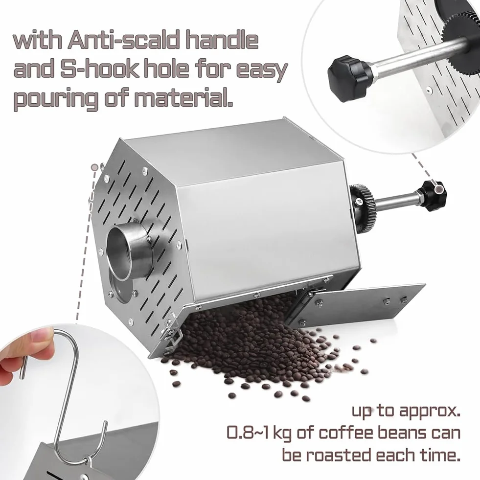 QUTBAG Torréfacteur Professionnel Grains Café 3,4 L Tambour Électrique avec Thermomètre