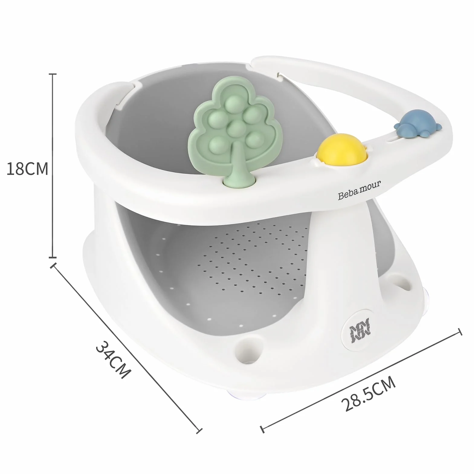 Bebamour Siège de bain bébé 6 mois+ Antidérapante Baignoire avec Jouets Pot à eau