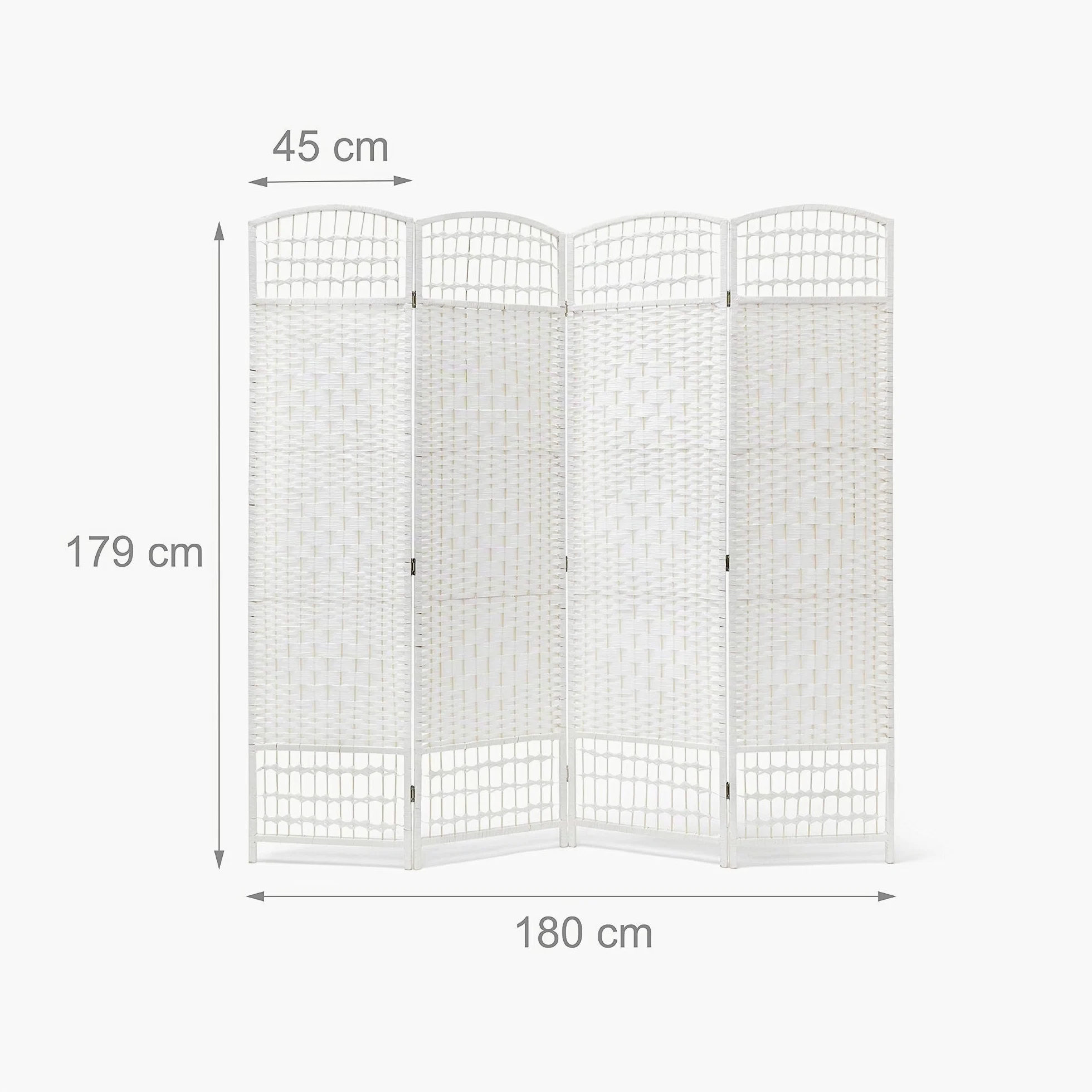 Relaxdays Paravent 4 panneaux bambou pliable protège de la lumière séparateur pièce pliant cloison mur HLP 179 x 180 x 2 cm, blanc