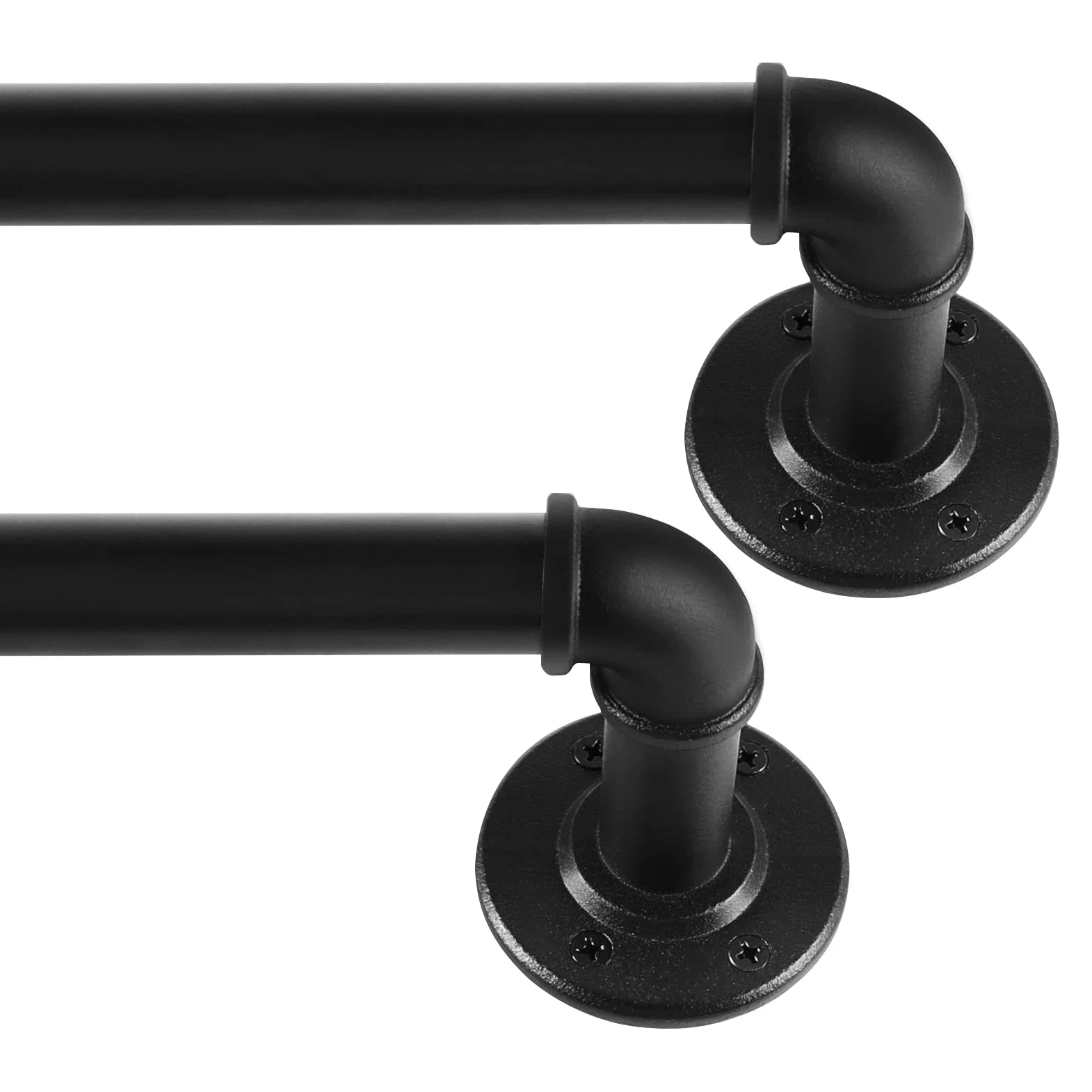 Tringle à Rideau Extensible Style Industriel, Tringles Rideaux pour Rideaux à œillets, Barre Rideau Extensible 67cm - 122cm. ((67cm - 122cm) X 2 PACK)