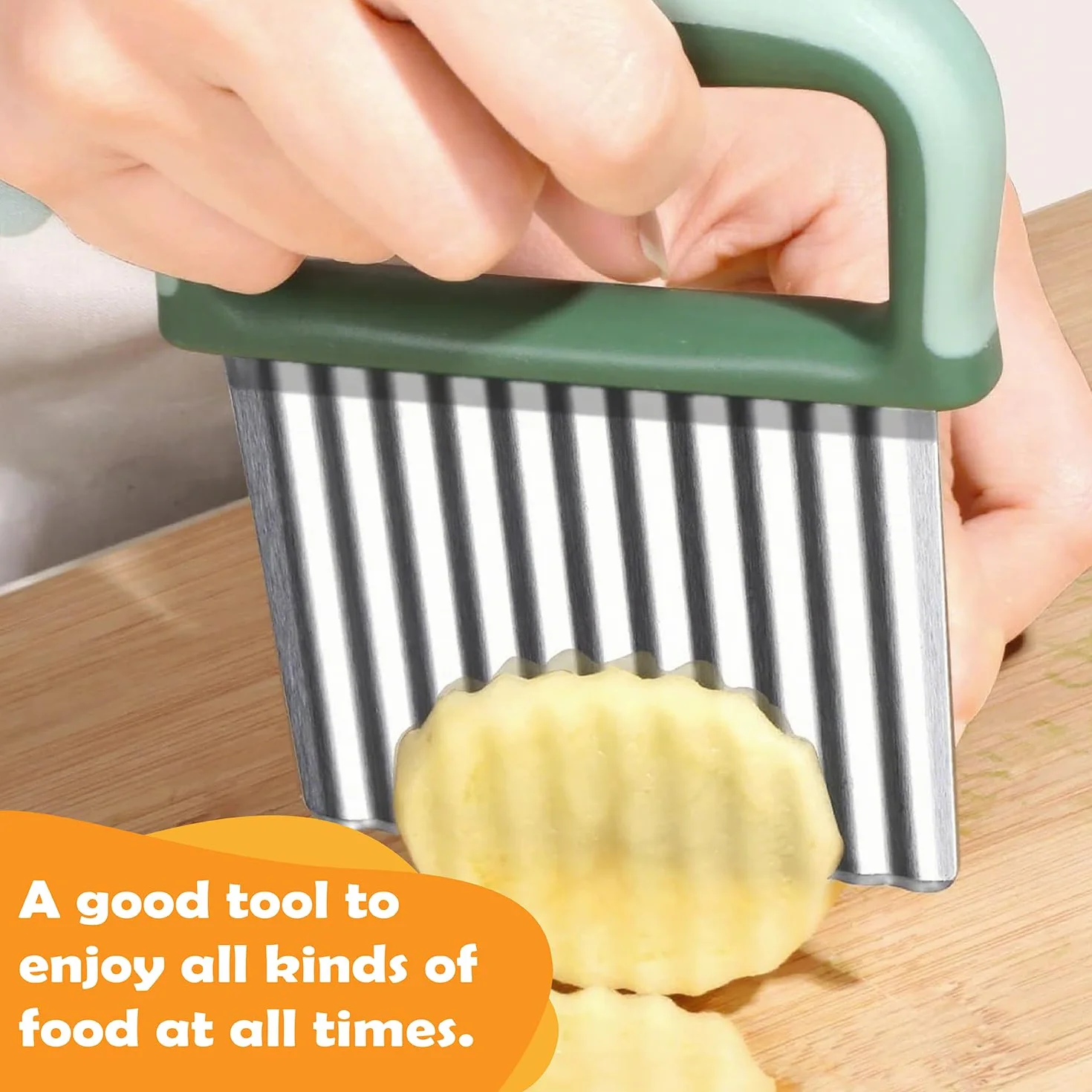 Coupe Oignon Acier Inoxydable Couteau Ondulé Frites Porte Tranche Oignons Viande Pommes de Terre