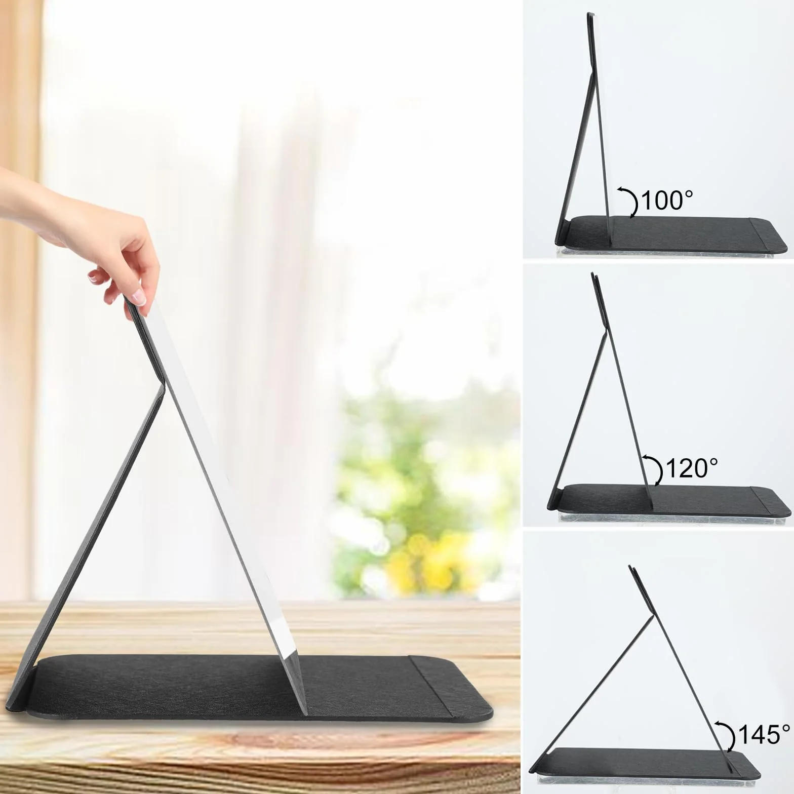 Miroir de Voyage Pliable 21,5 x 15,5 cm avec Housse en PU