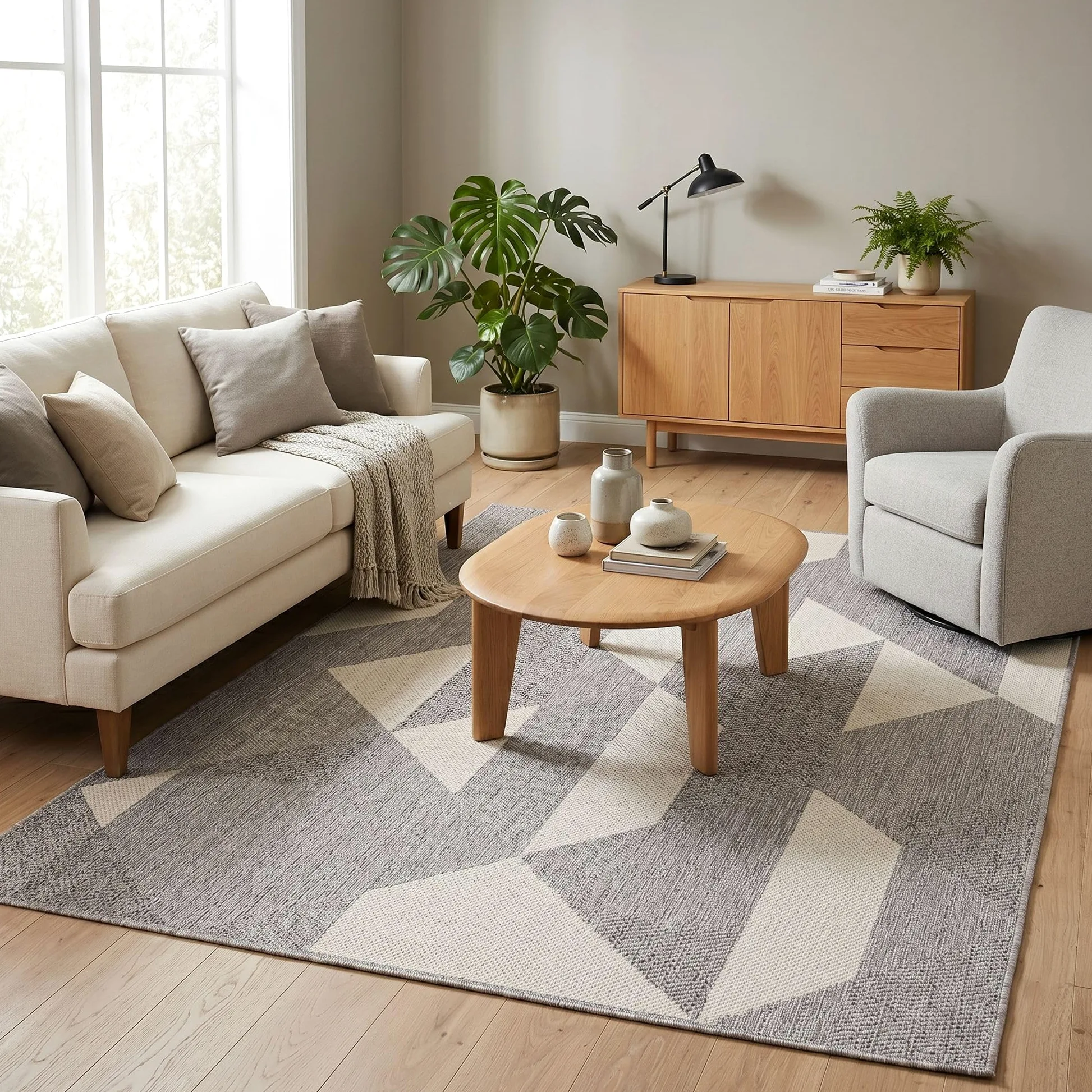 Tapis Intérieur & Extérieur Carpetto Gris Moderne – Balcon Terrasse Anti-UV