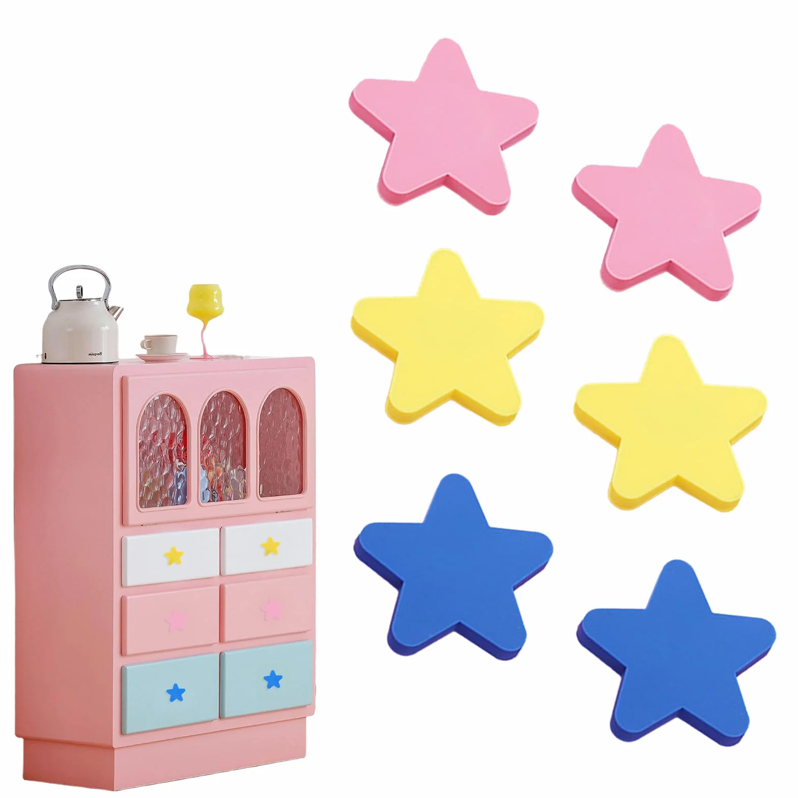 Poignées de meuble en bois pour chambre d'enfant, lot de 6 avec vis