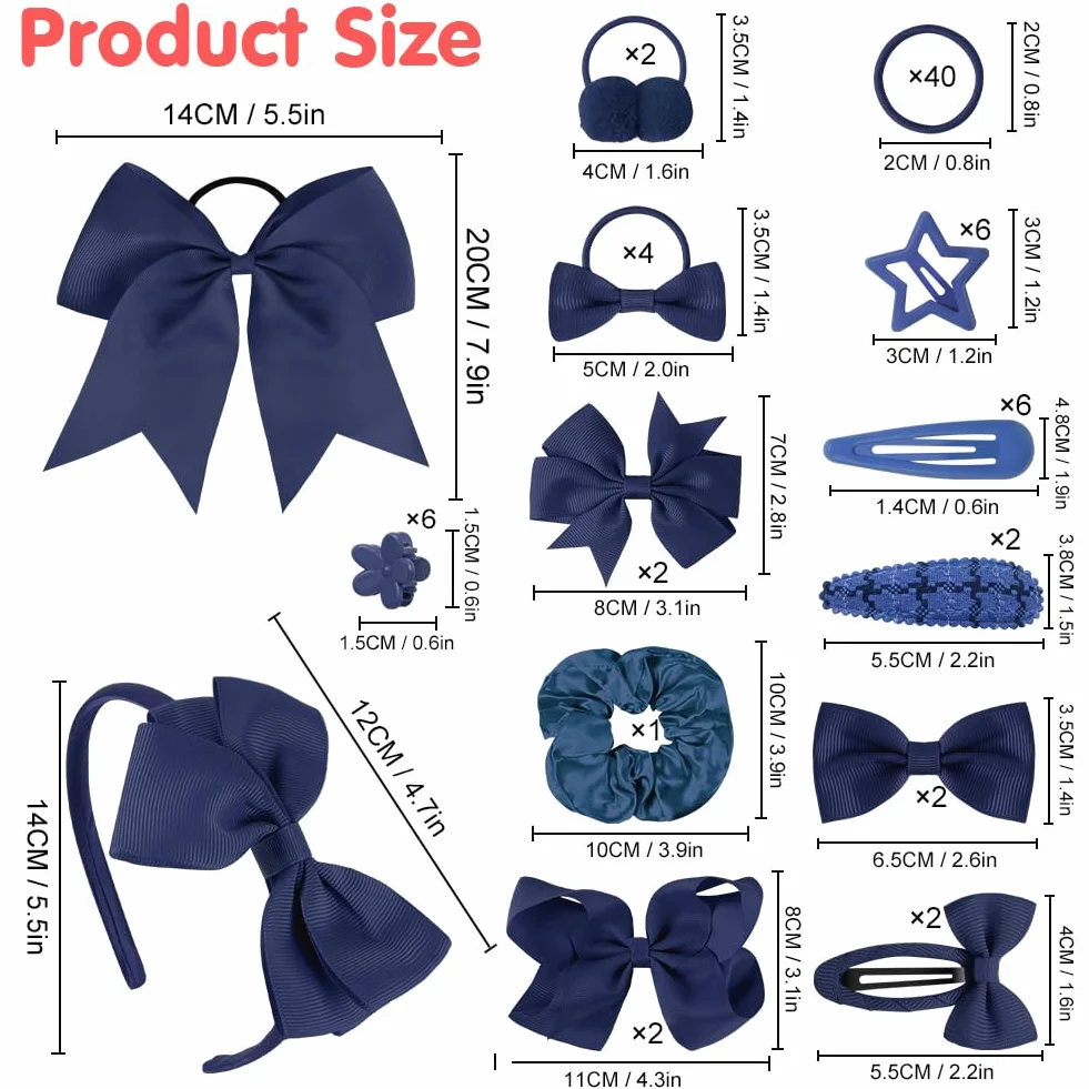 LOPHE 77 Pièces Bandeau à Noeud pour Enfants Pinces à Cheveux Ensemble Accessoires Cheveux