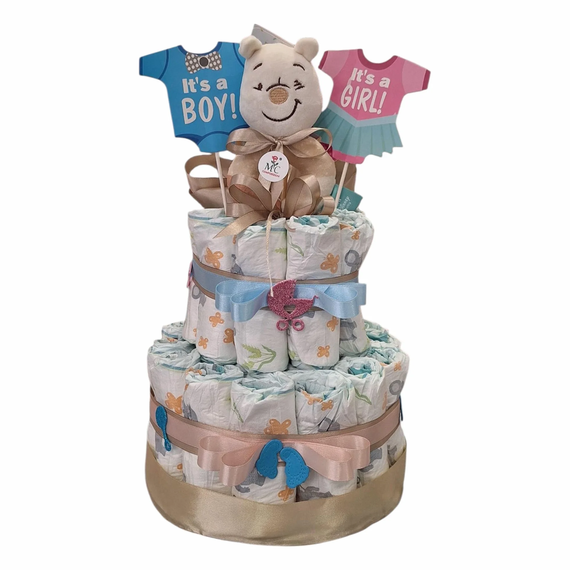 MC Gâteau à Couches Design Unisexe Thème Boy/Girl Cadeau Baby Shower Naissance