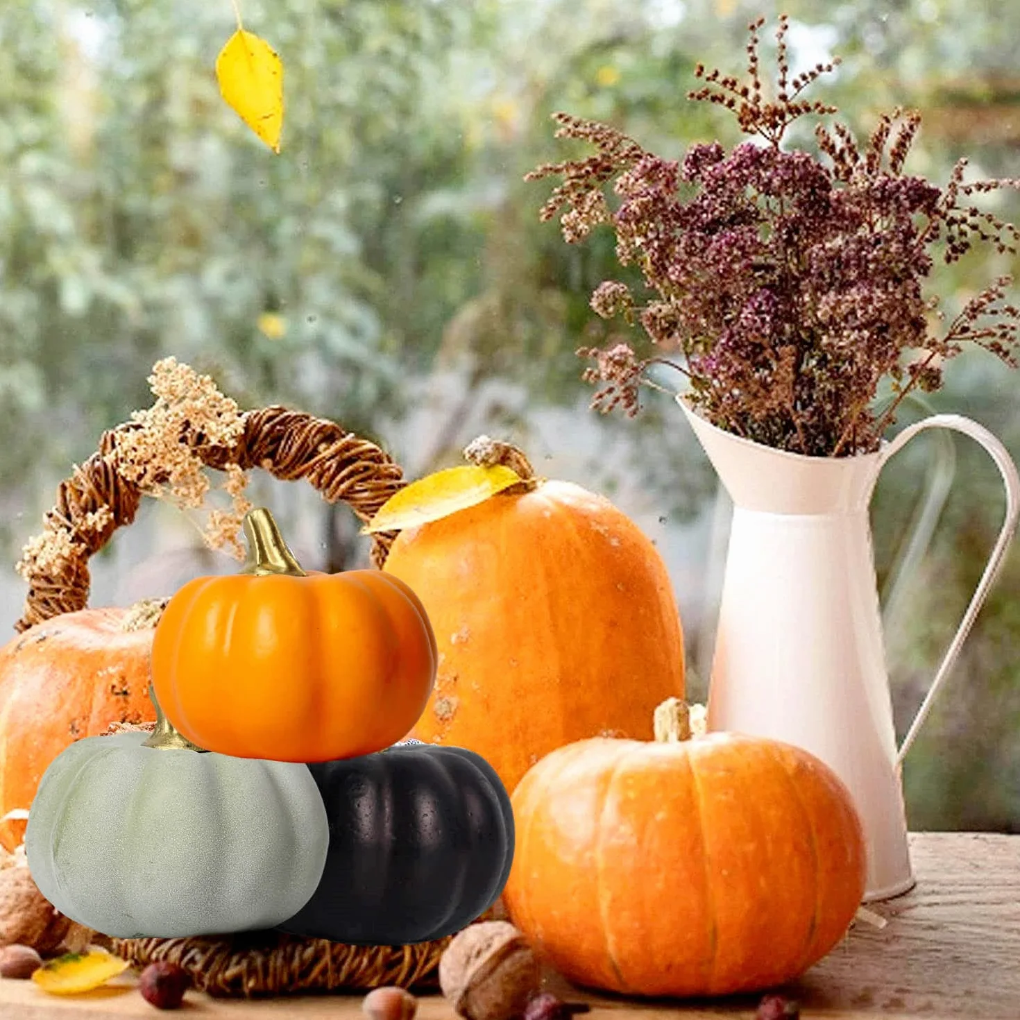 Halloween Automne Citrouille Artificielles Ensemble Decoration Intérieur Exterieur Mini Citrouilles Table Thanksgiving Noël