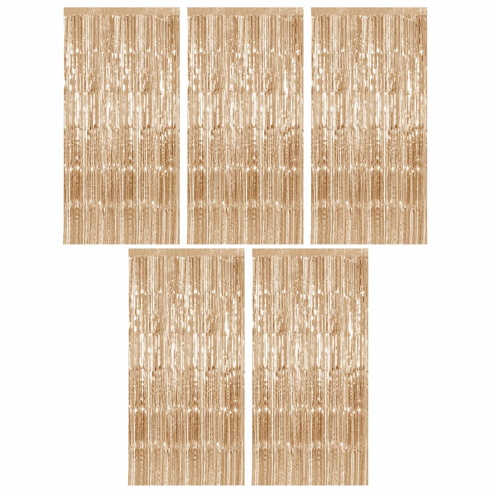 Rideau Anniversaire Or Champagne 5 Pièces 1m x 2m, Rideau Métallique Frange Paillettes Scintillants pour Décoration Fête Mariage Noël