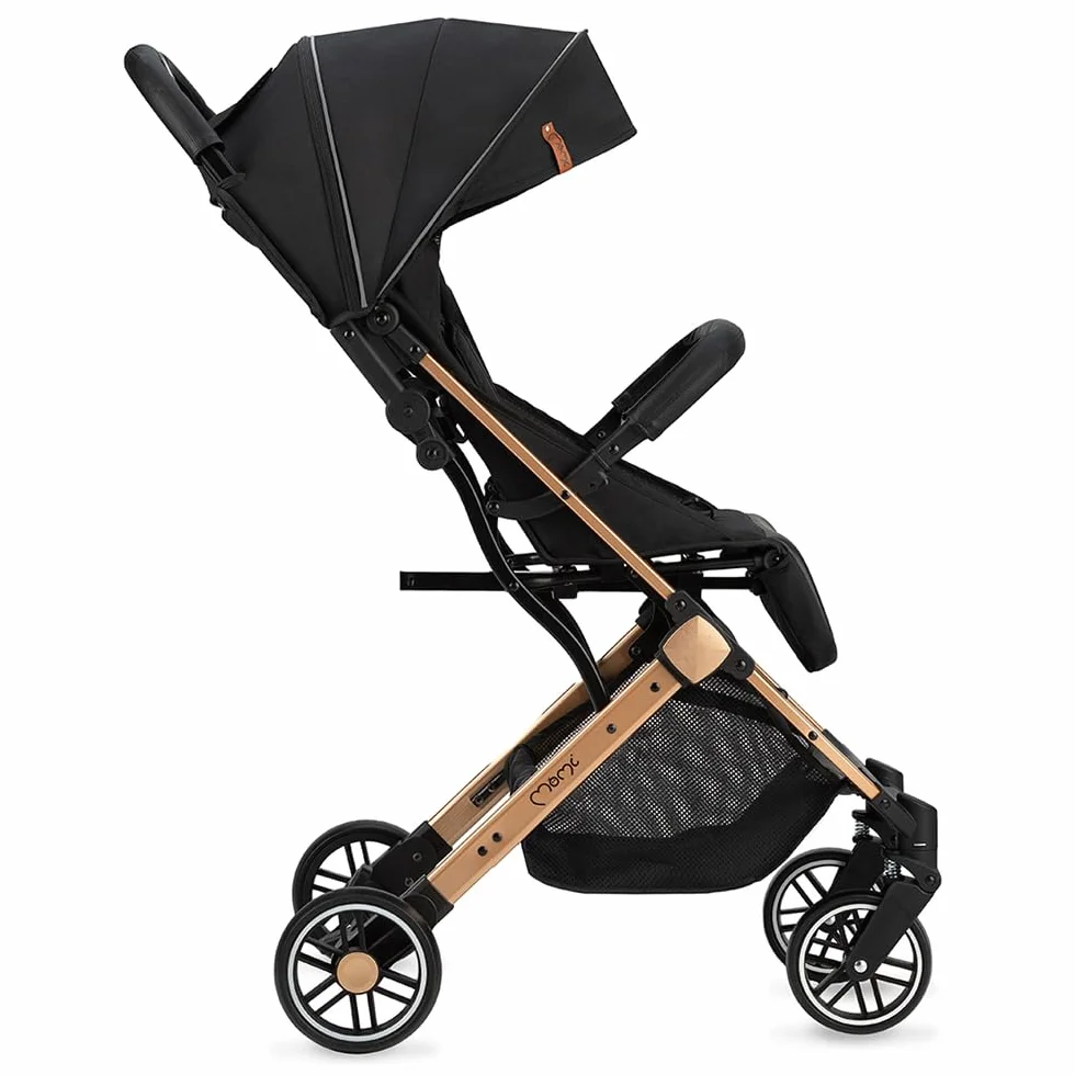 MoMi ESTELLE Poussette compacte légère pliable 6 mois 15 kg dossier inclinable repose-pieds réglable roues amorties grand panier harnais 5 points