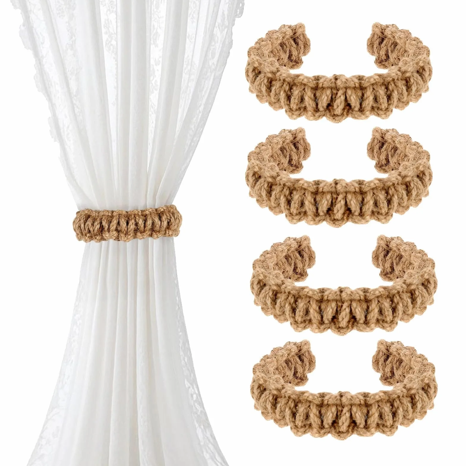 Crochets de Rideaux tressés bohèmes Lot de 4 Accessoires décoratifs Maison Chambre à Coucher