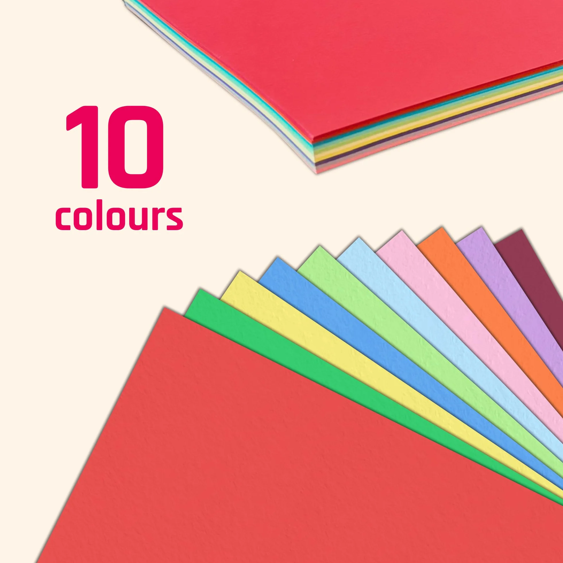 Papier Cartonné A4 180g/m² 60 Pièces 10 Couleurs 297x210 mm