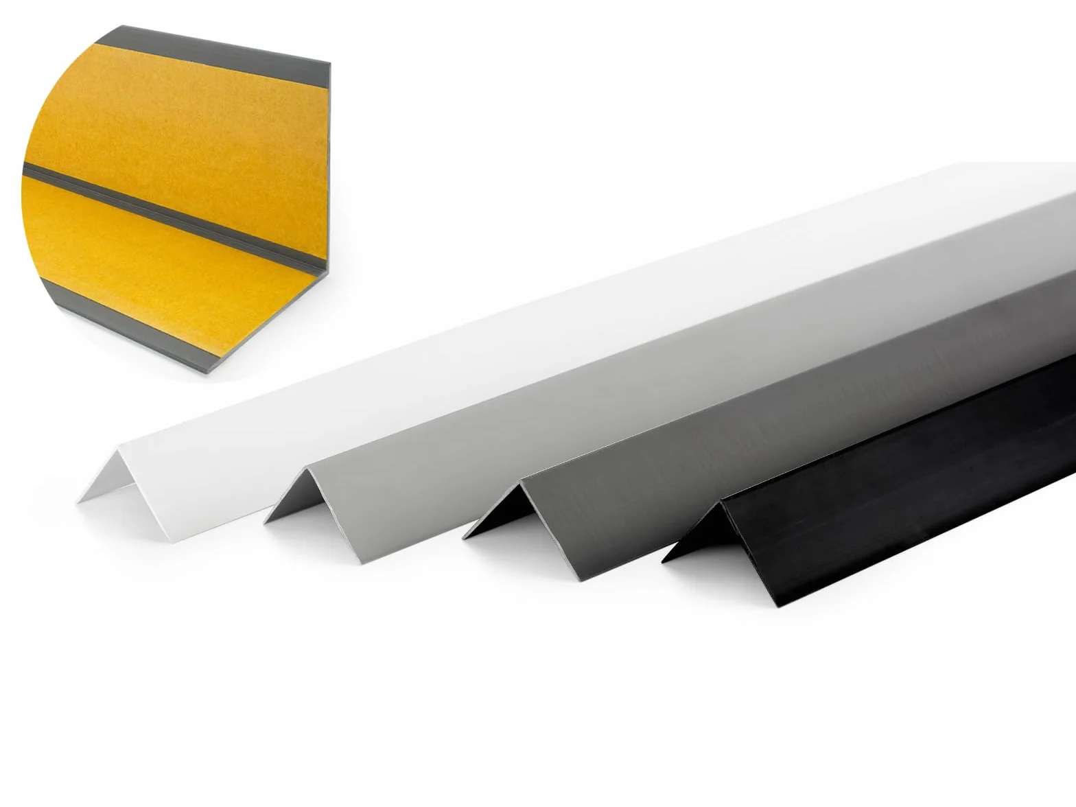 QUEST Cornière PVC Rigide Autoadhésive 40x40mm 200cm Noir Baguette d'Angle Protection Mur