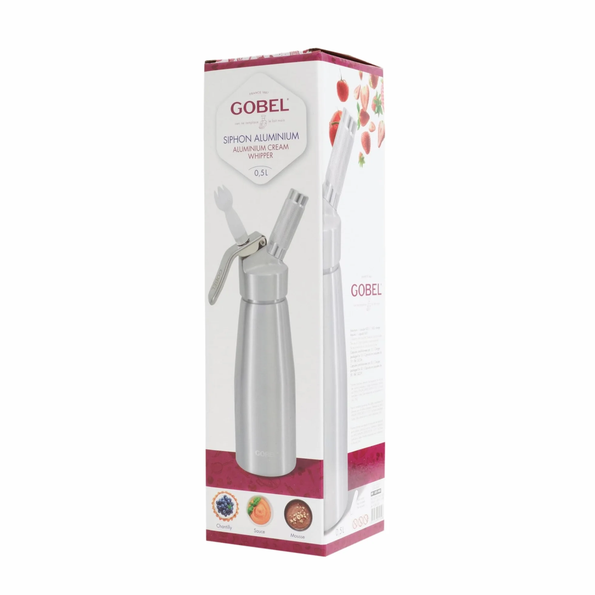 Siphon Chantilly 500 ml Aluminium Crème Chantilly Espumas Mousses 3 Douilles Brosse Professionnel Chaud/Froid Revêtement Antiadhérent