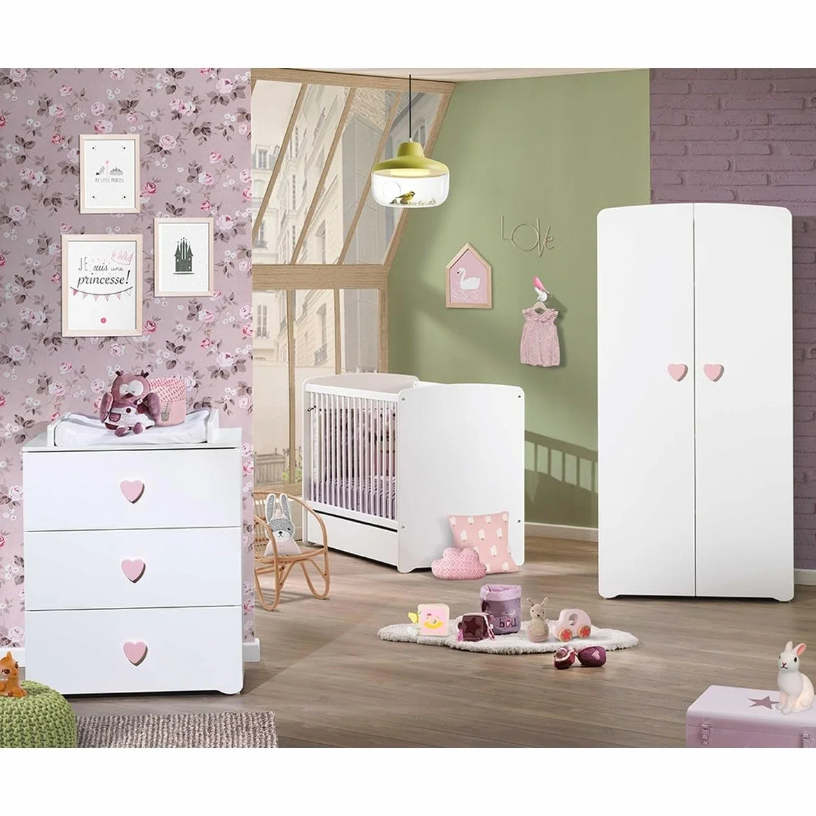 BABY PRICE 1P377 Chambre Bébé Trio Lit Commode Armoire
