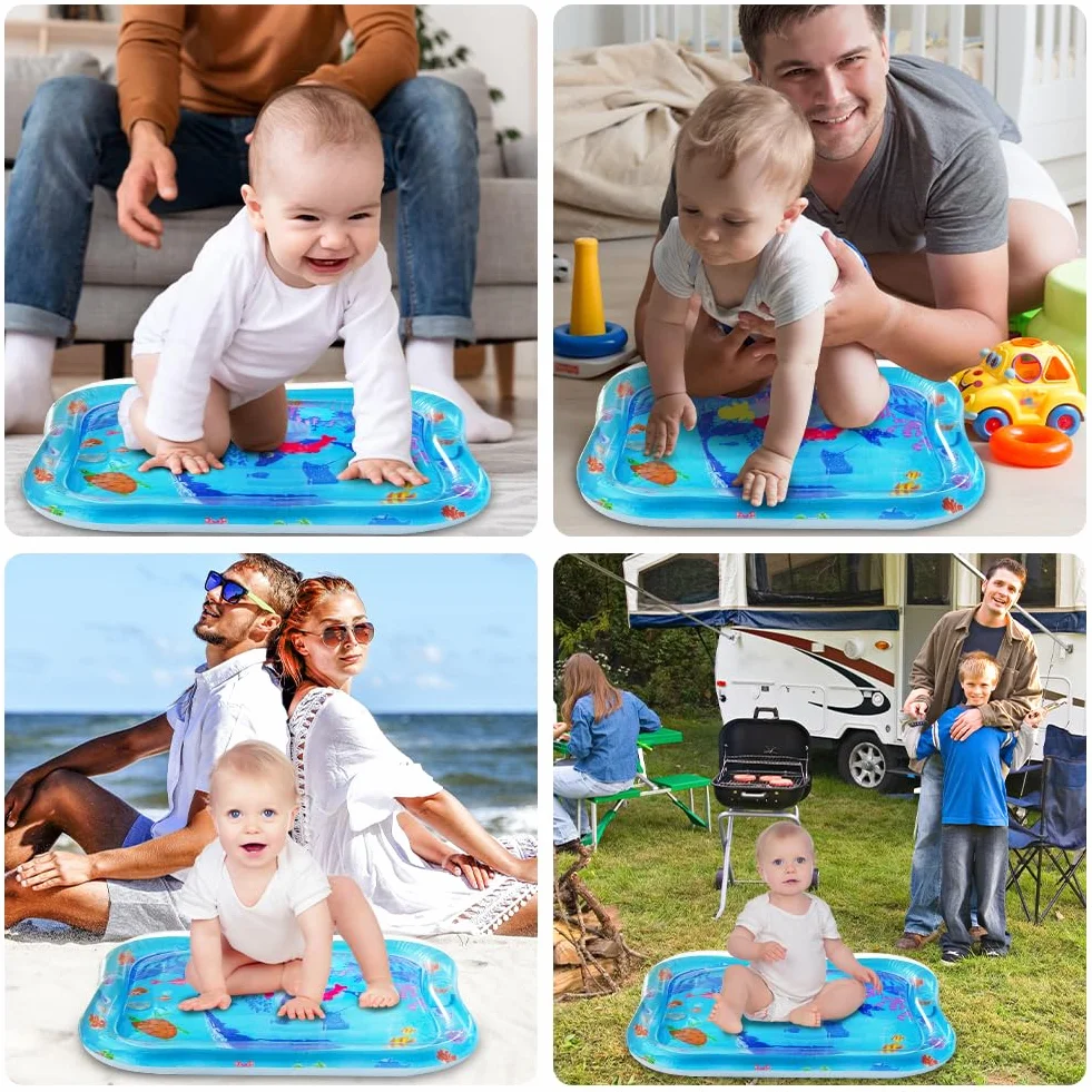 Tapis d'eau pour bébé 66x50cm Tummy Time Gonflable Nourrissons Filles Garçons 3-9 Mois Nouveau-né