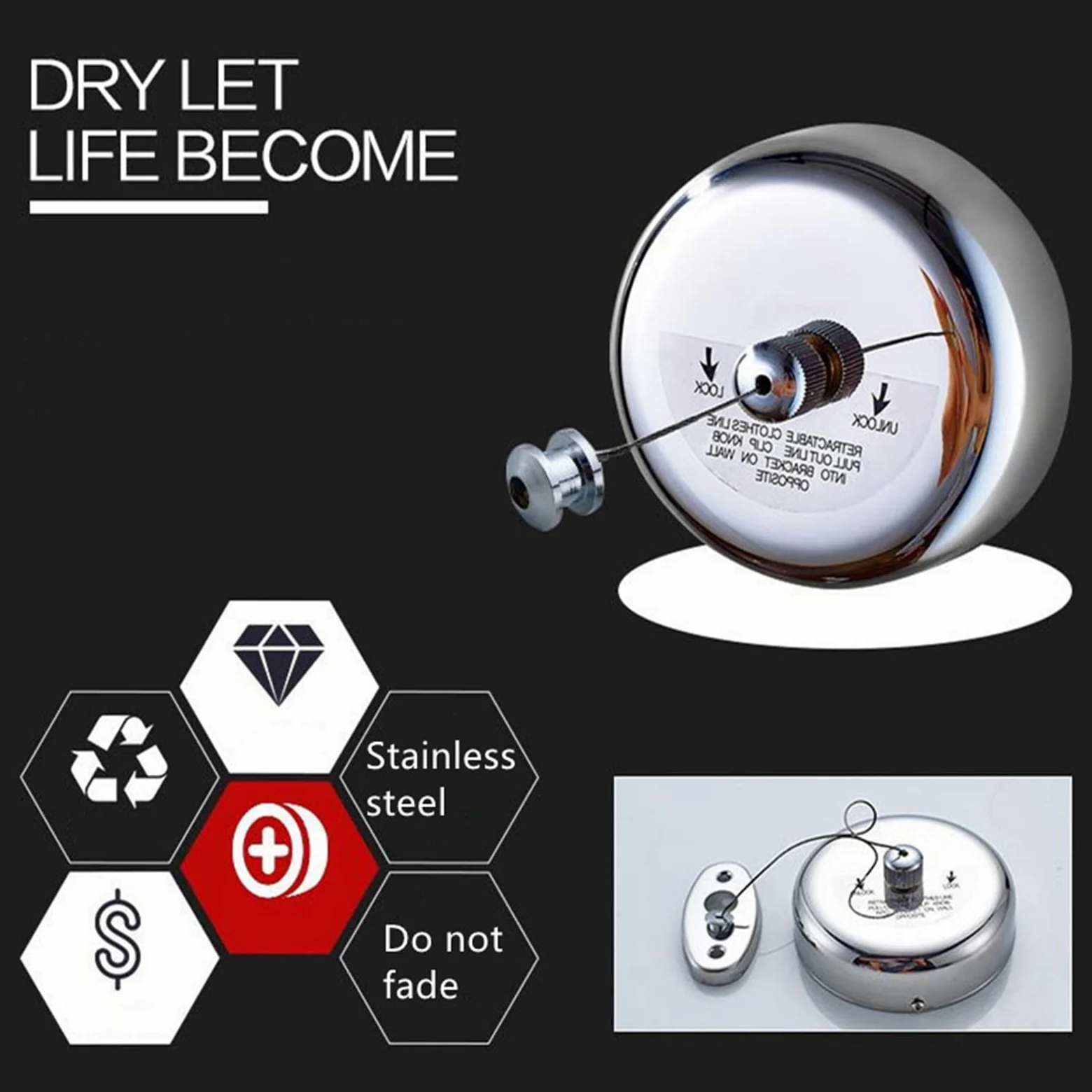 Corde à Linge Rétractable Invisible, Séchoir à Linge en Acier Inoxydable avec Corde Réglable en Acier Inoxydable pour Suspendre Le Séchage de la Salle de Bain, la Blanchisserie