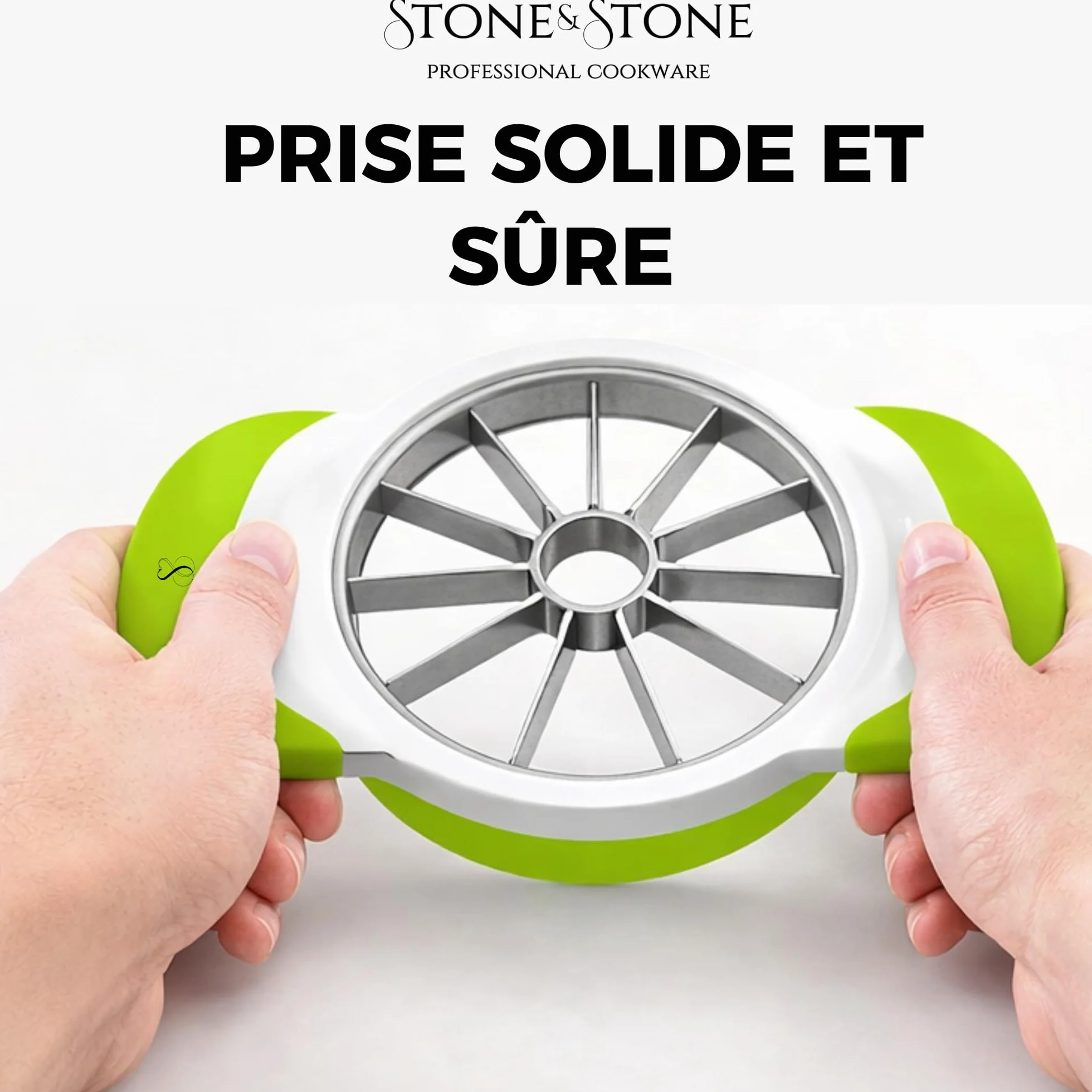Stone&Stone Coupe Pomme Inox Professionnel 8 Lames Acier Inoxydable Éplucheur Levier Anti Trognon Trancheuse Fruits 8 Morceaux