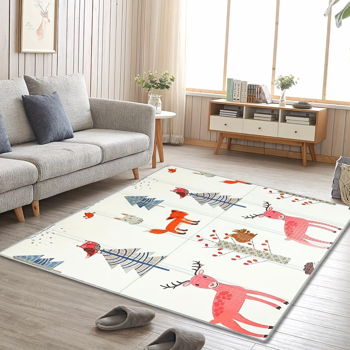 Tapis de Jeux Bebe Pliable 120x120CM XPE Antidérapant Imperméable Reversible