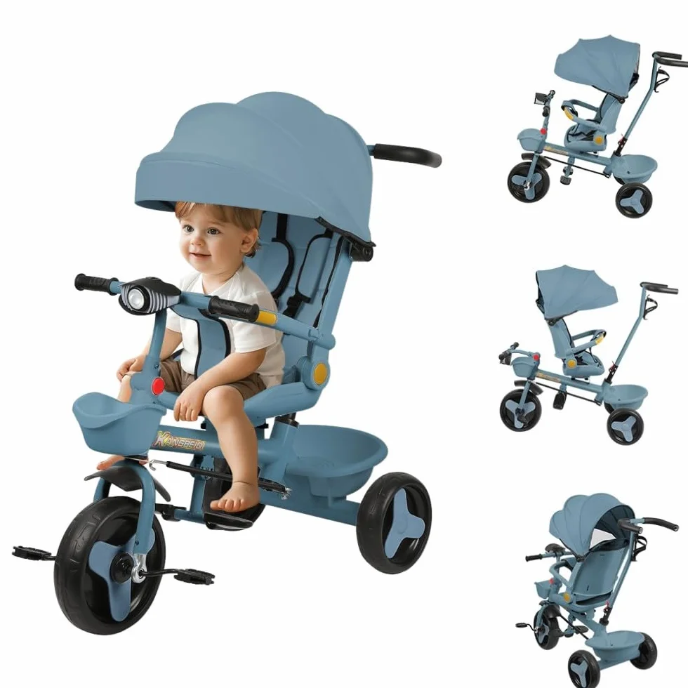 Poussette Canne 3 Roues 5 en 1 Tricycle Évolutif jusqu'à 25 kg Pliage Compact